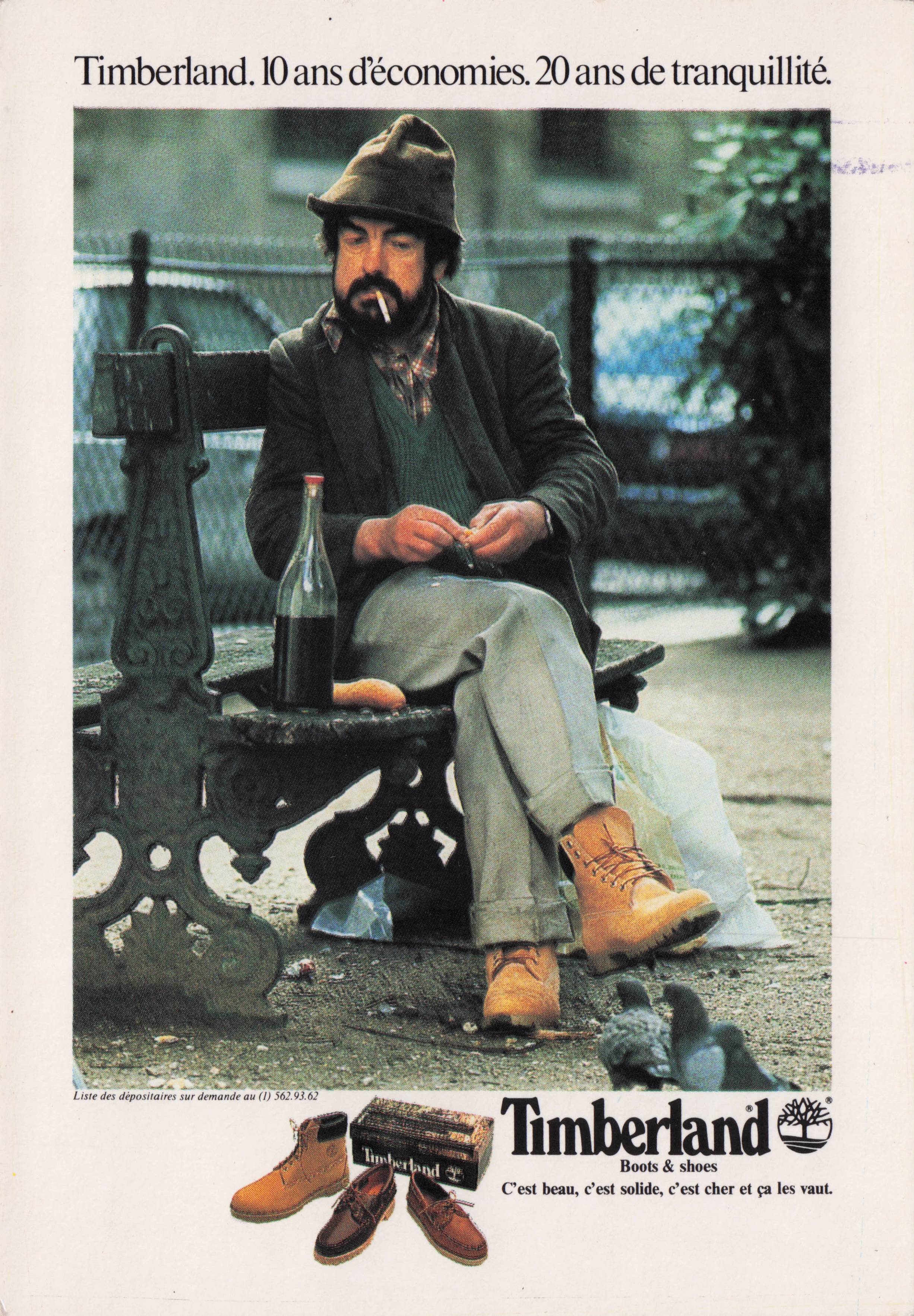 Man & Pigeons Timberland Shoes French Advertising Postcard