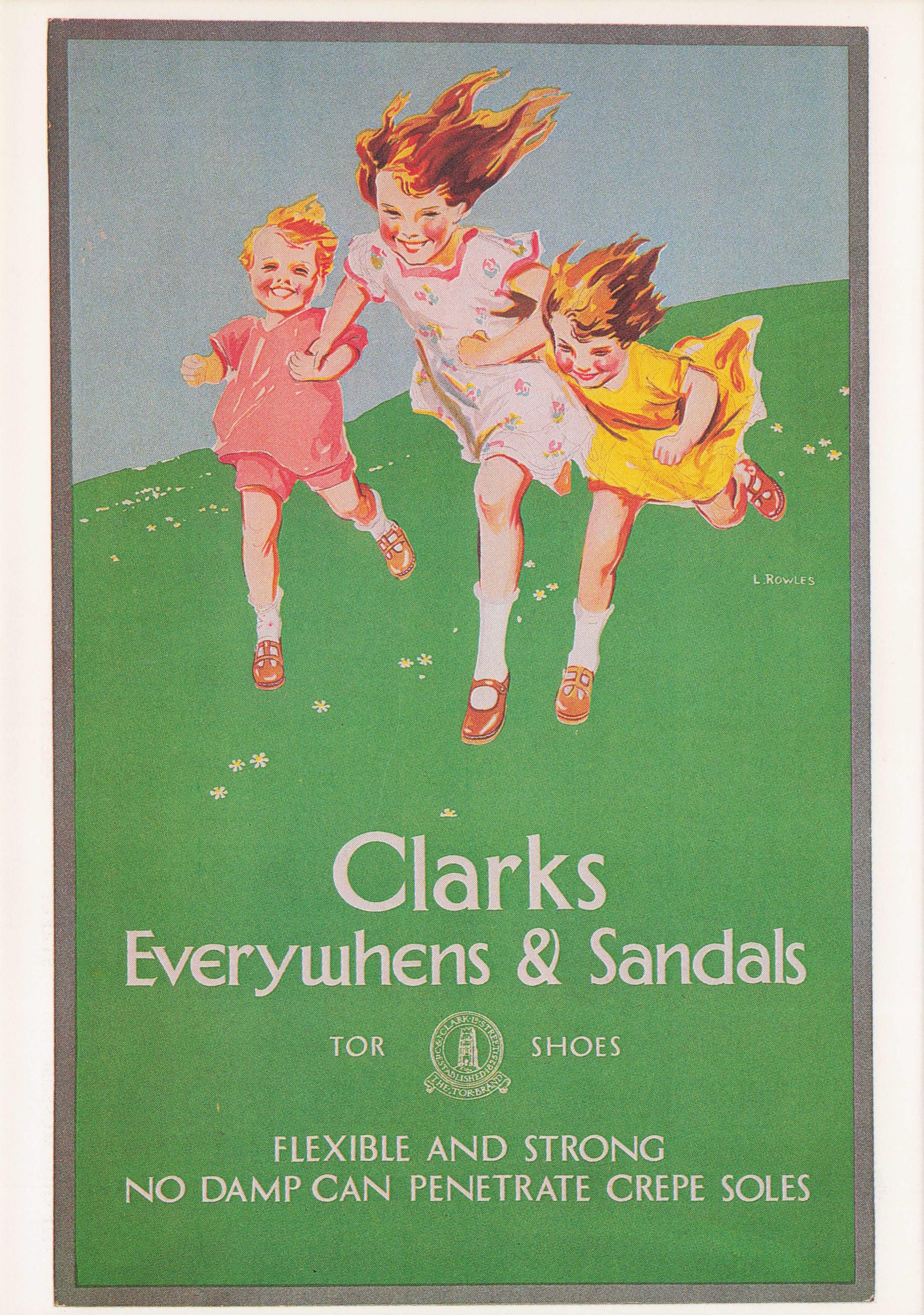 Clarks Crepe Antique Sole Sandals Shoes 1925 Showcard Postcard