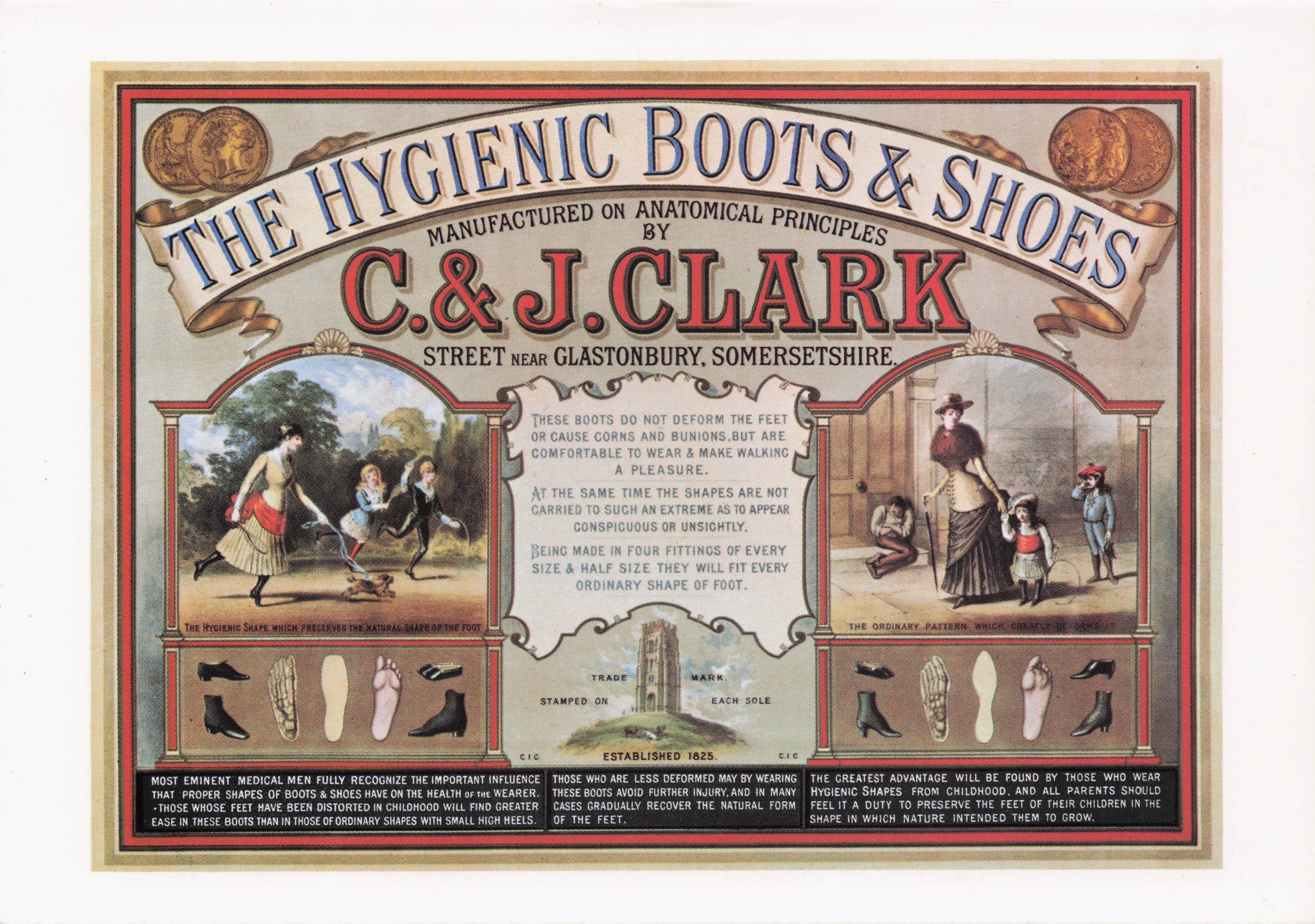 Clarks Victorian Somerset Hygenic Boots Shoes Advertising Postcard