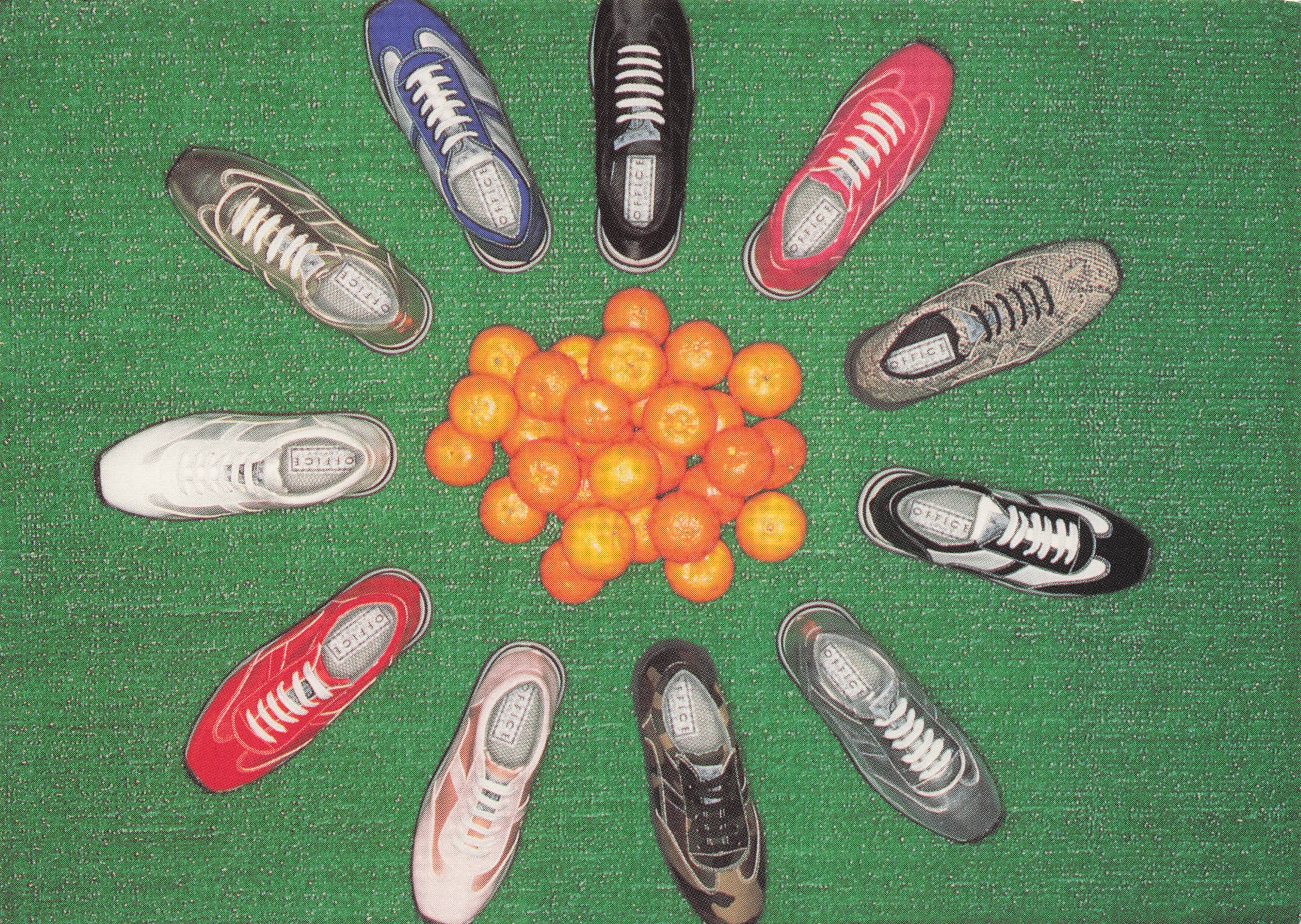 Plimsoles & Fruits Wild Colour Shoes London Store Advertising Postcard