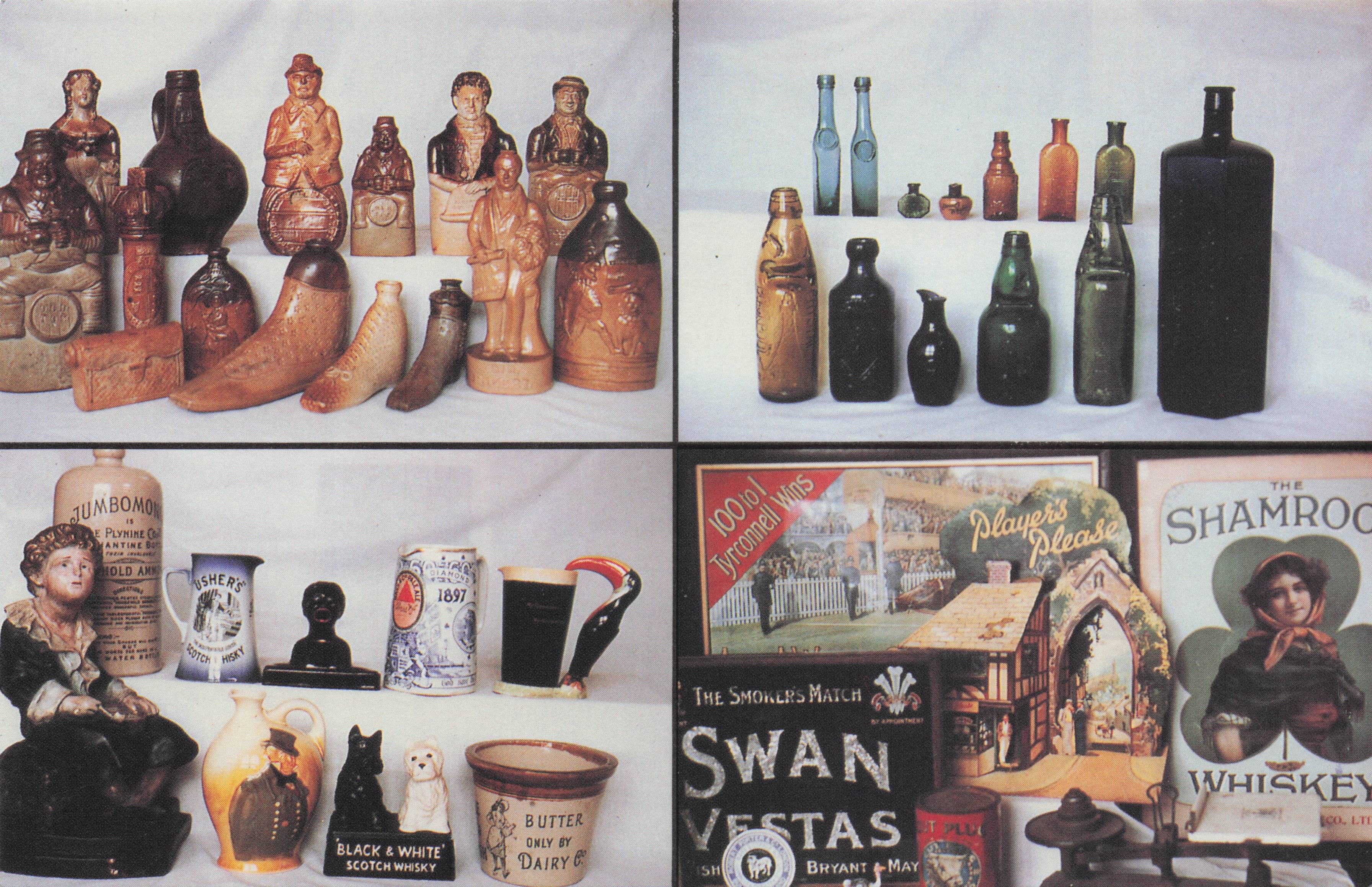 Yorkshire Barnsley Old Bottles Smoking & Advertising Auctioneer Postcard