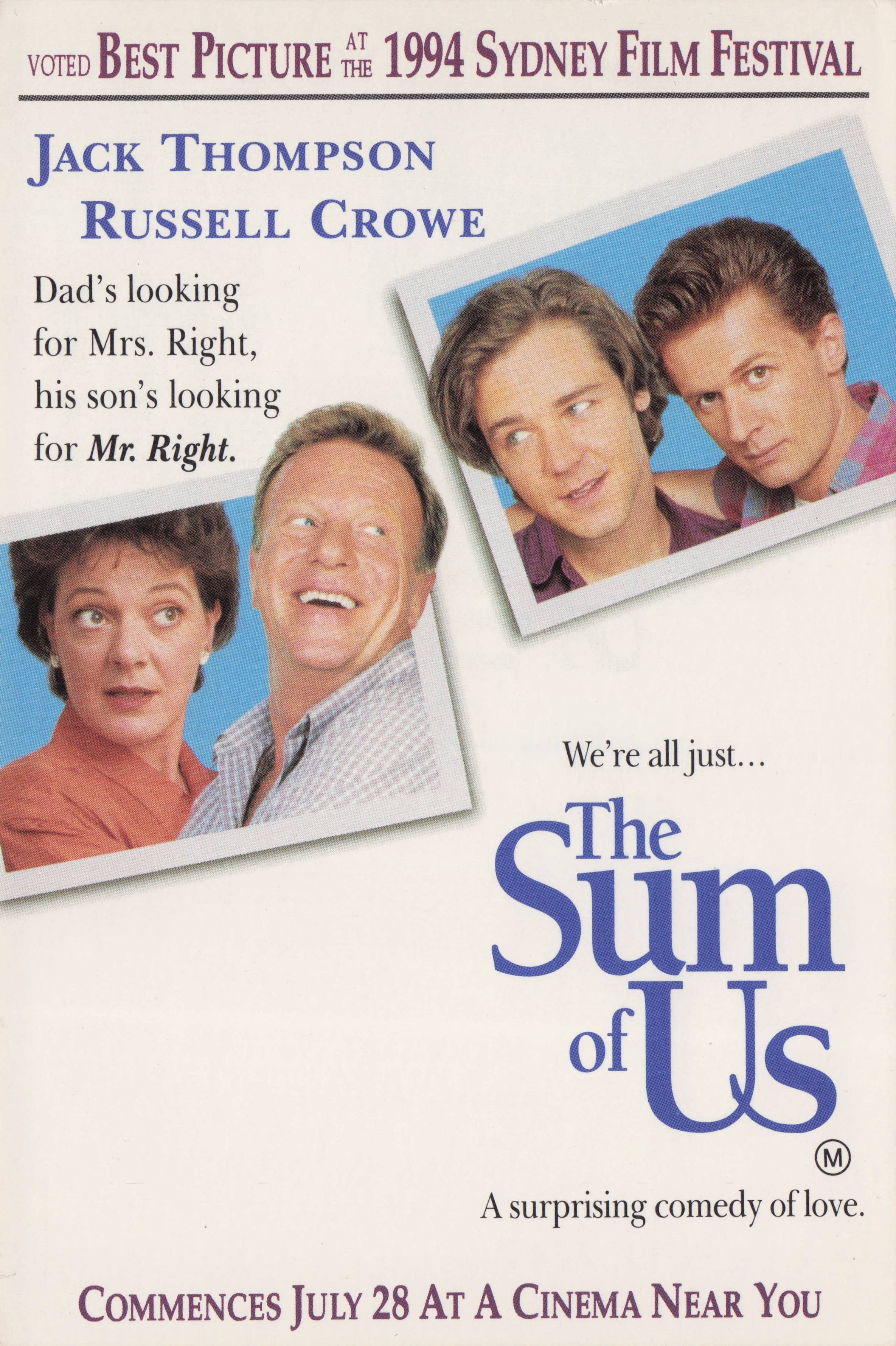 The Sum Of Us Russell Crowe Film Launch Postcard