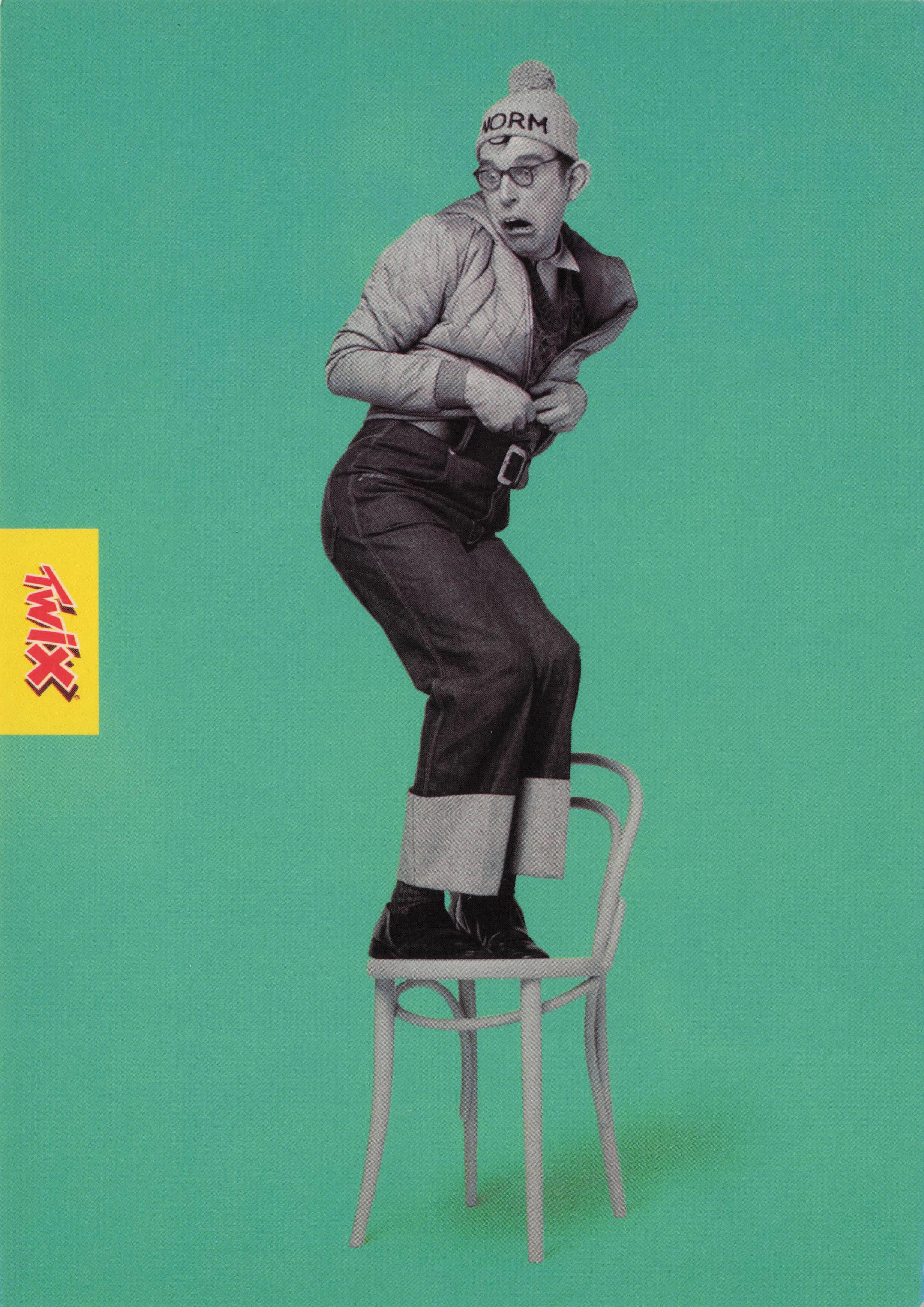 Norm Twix Chocolate Bars Comic Chair Balancing Act Advertising Postcard