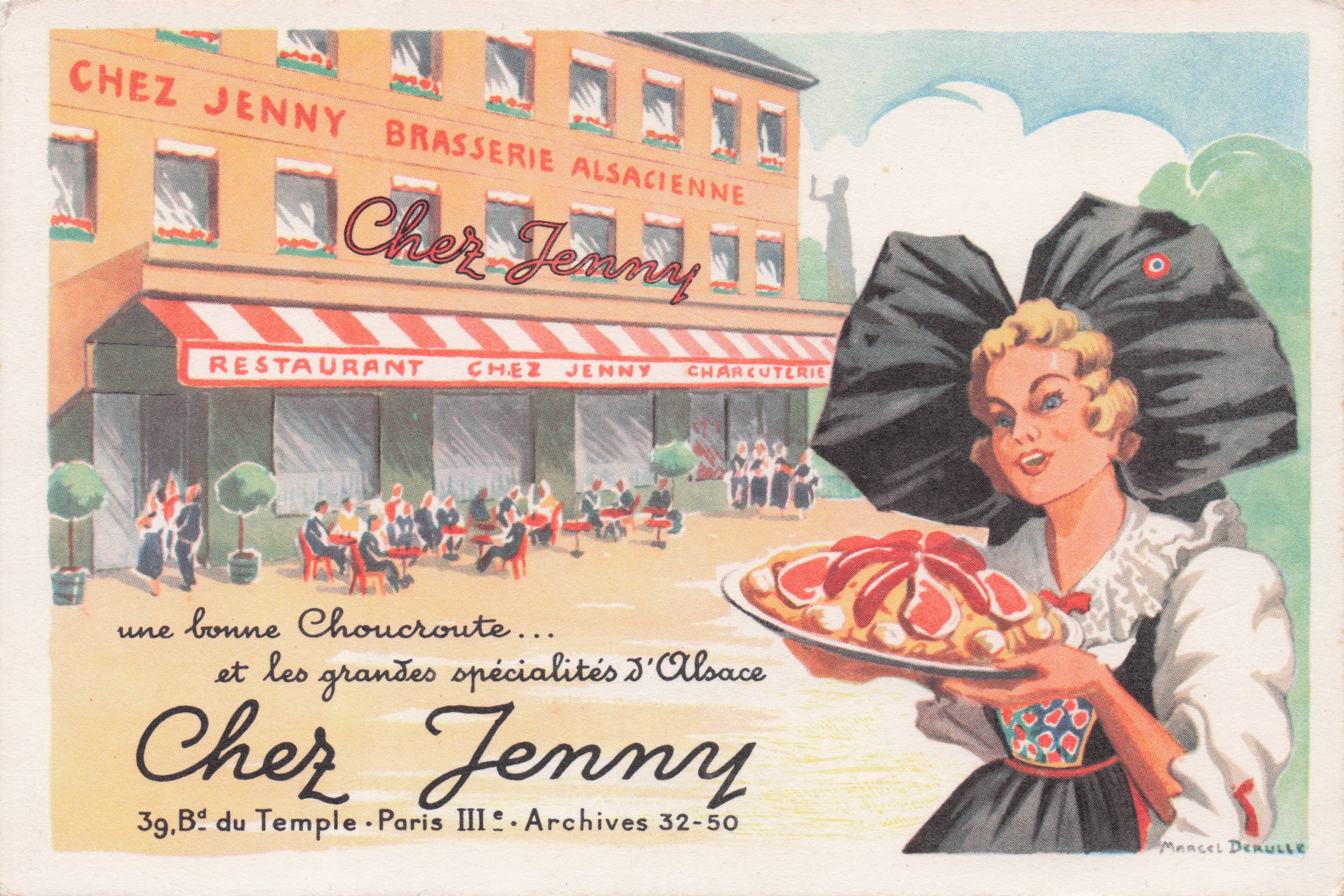 Chez Jenny Paris Restaurant French Painting Advertising Postcard