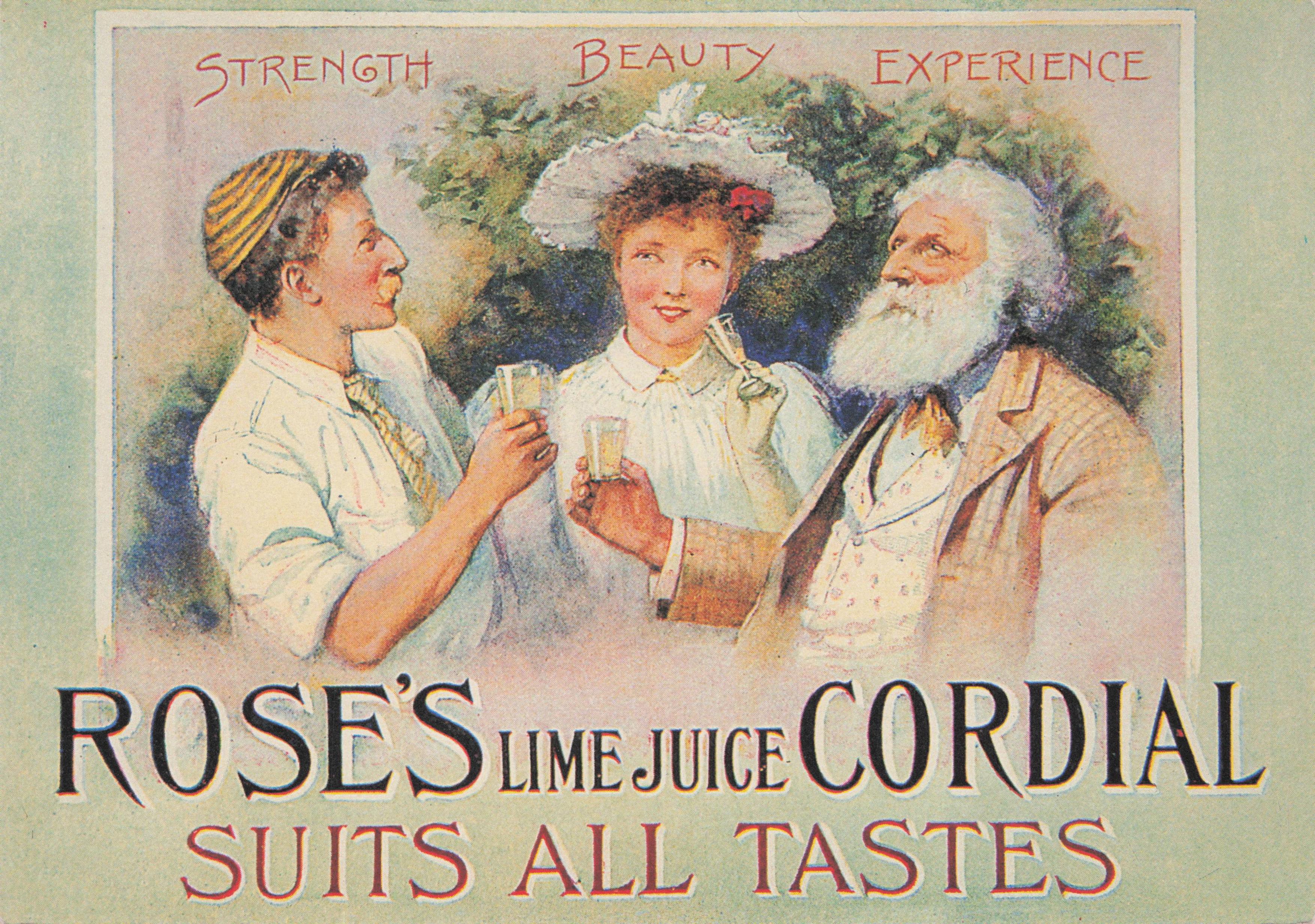 Roses Lime Juice Cordial Drinks Poster Advertising Postcard
