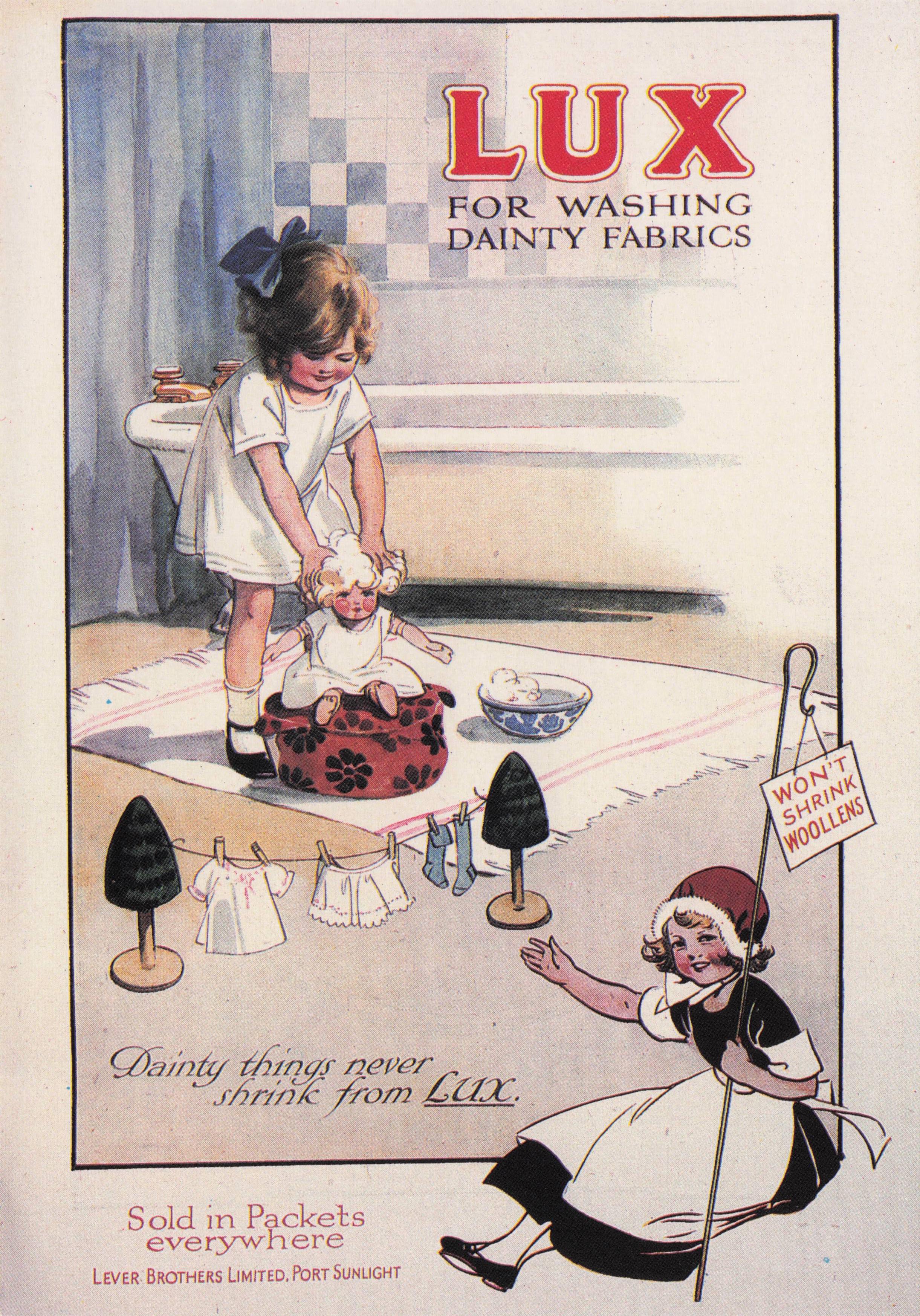 Lux Child Washing Powder Toy Doll Poster Advertising Postcard