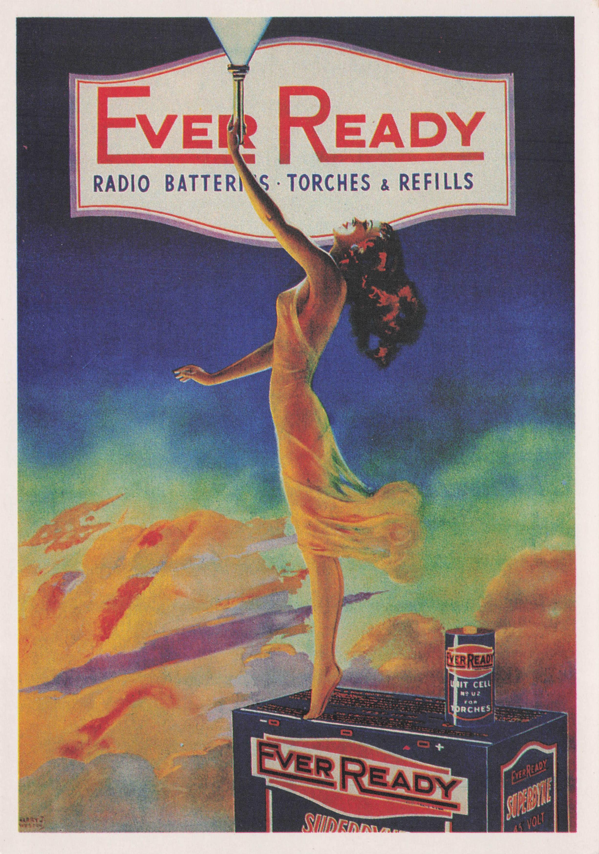 Ever Ready Batteries Torches Statue Lady Glamour Advertising Postcard
