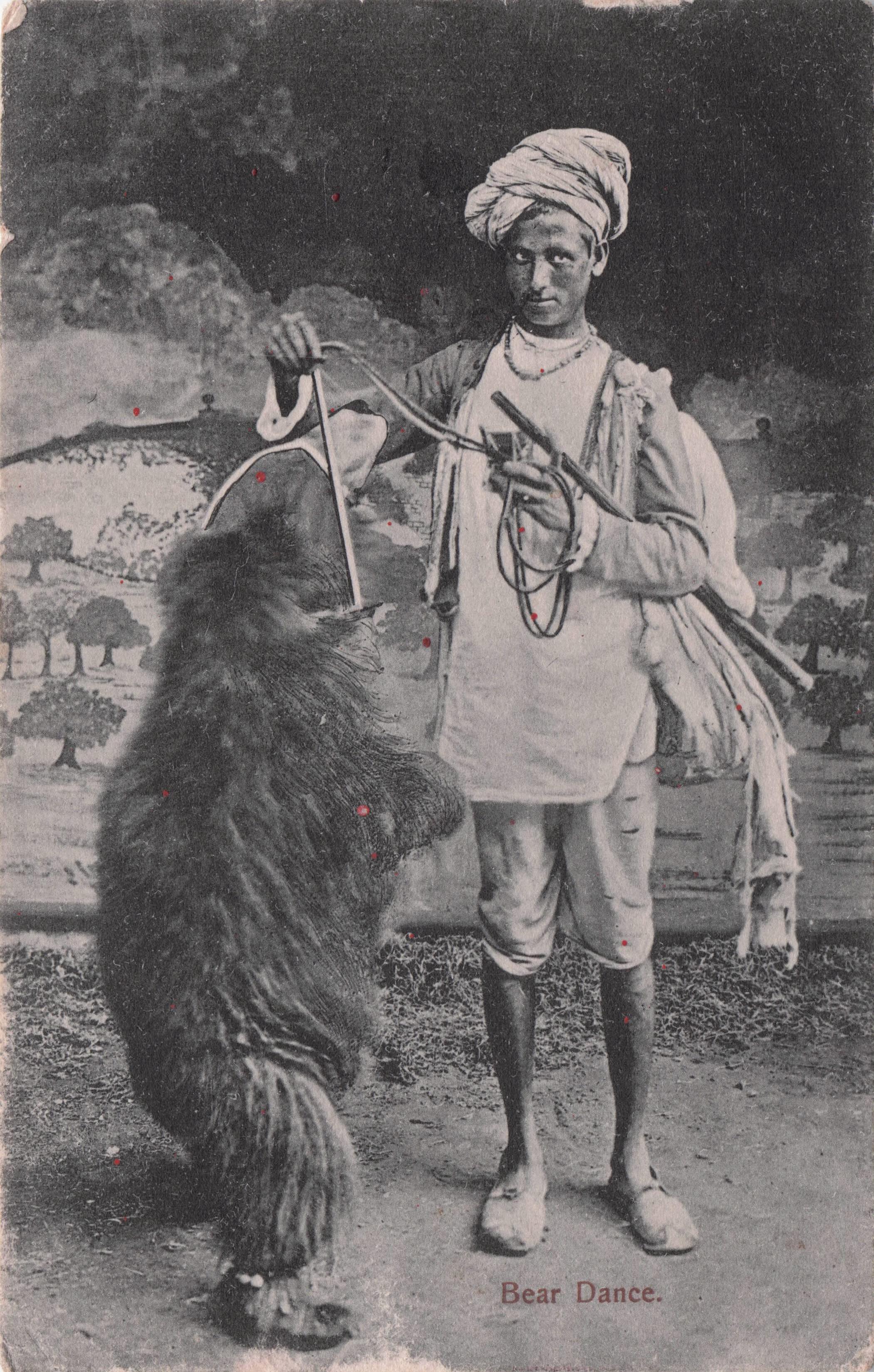 Indian Bear Dance Captured Dancing Trainer Old Delhi 1907 Postcard