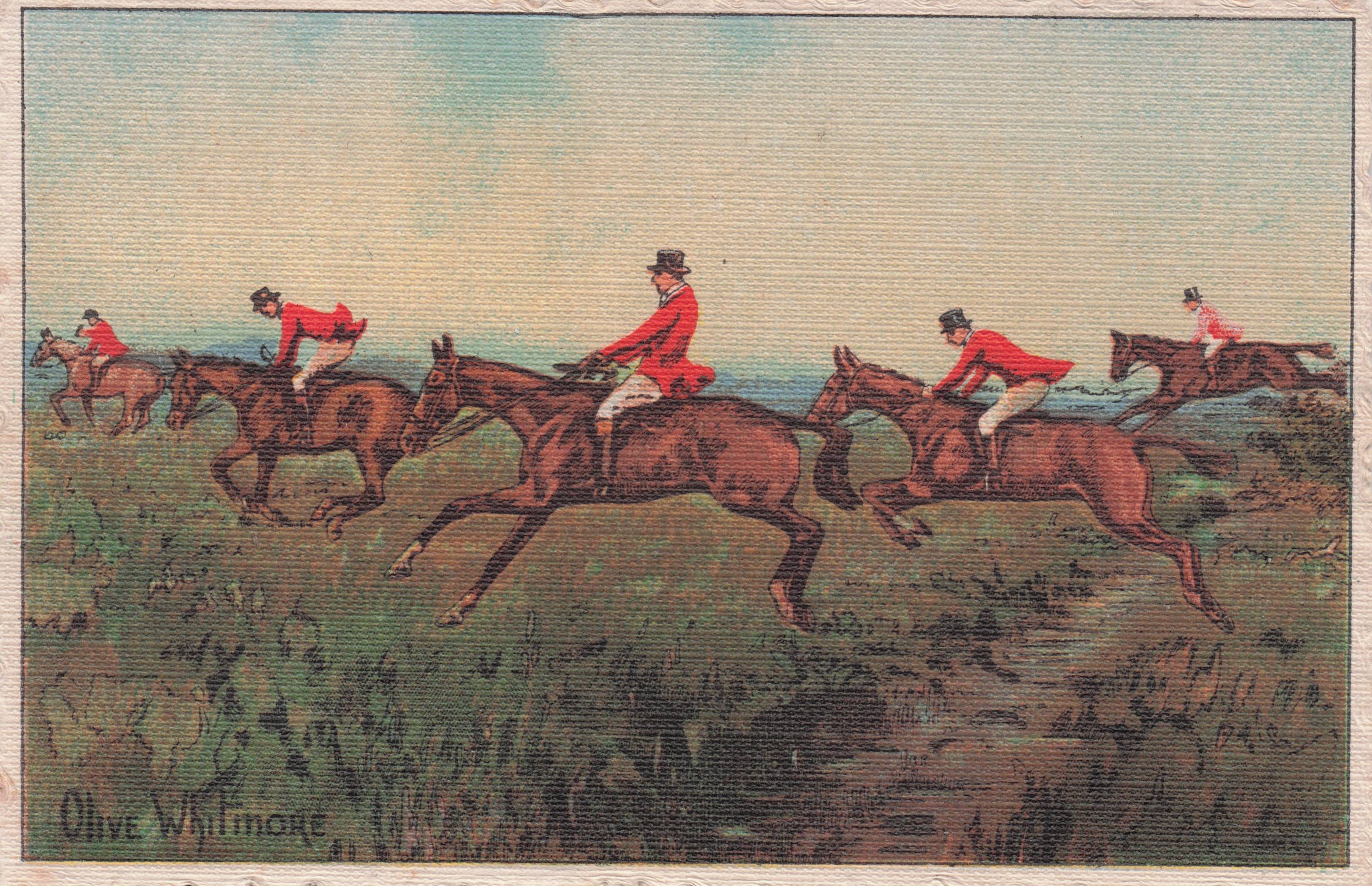 The First Flight Horse Jump Fox Hunt Old Olive Whitmore Postcard