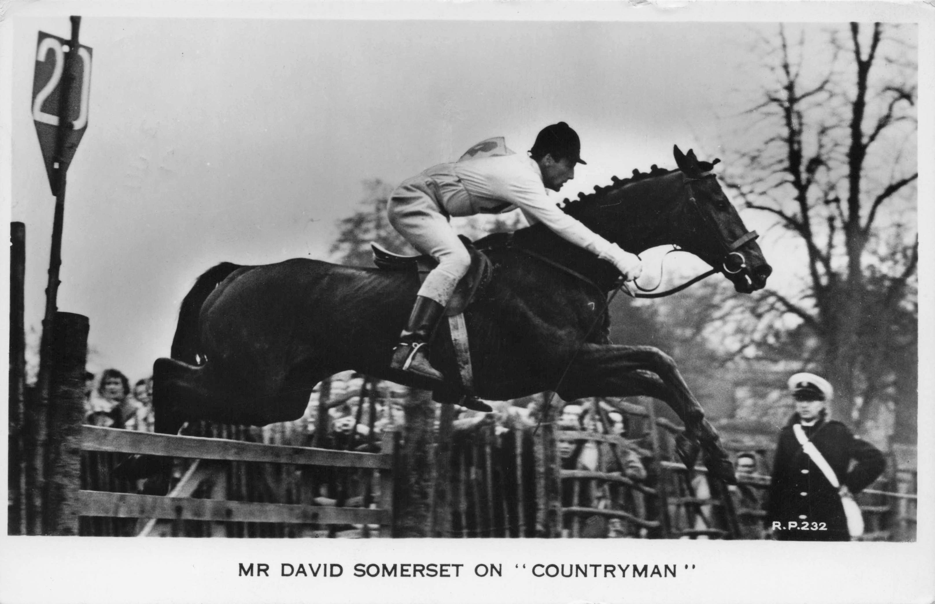 David Somerset Countryman Horse 1950s TV Showjumping Old Postcard