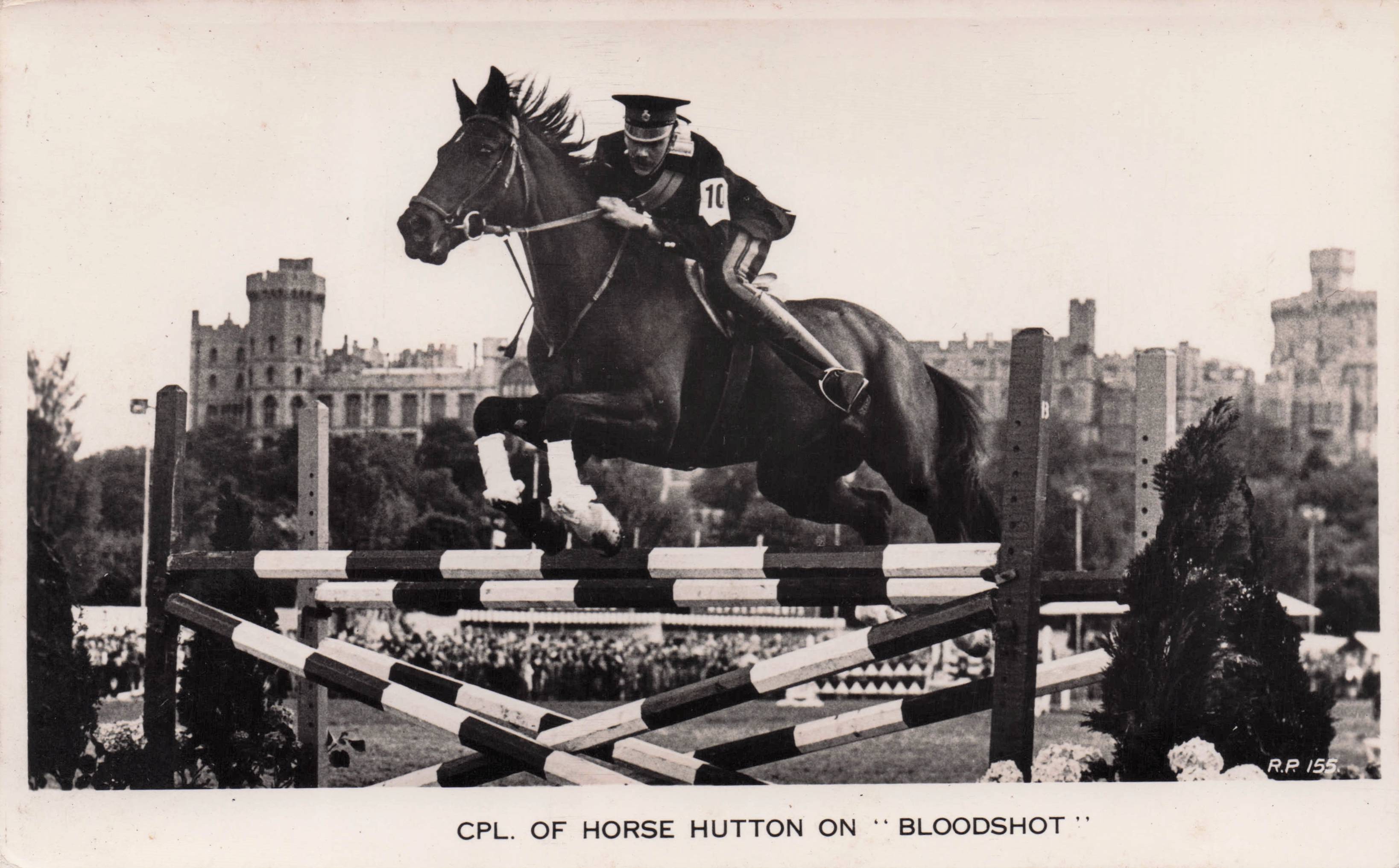 Corporal GH Mitchell Bloodshot Horse 1950s Showjumping RPC Postcard