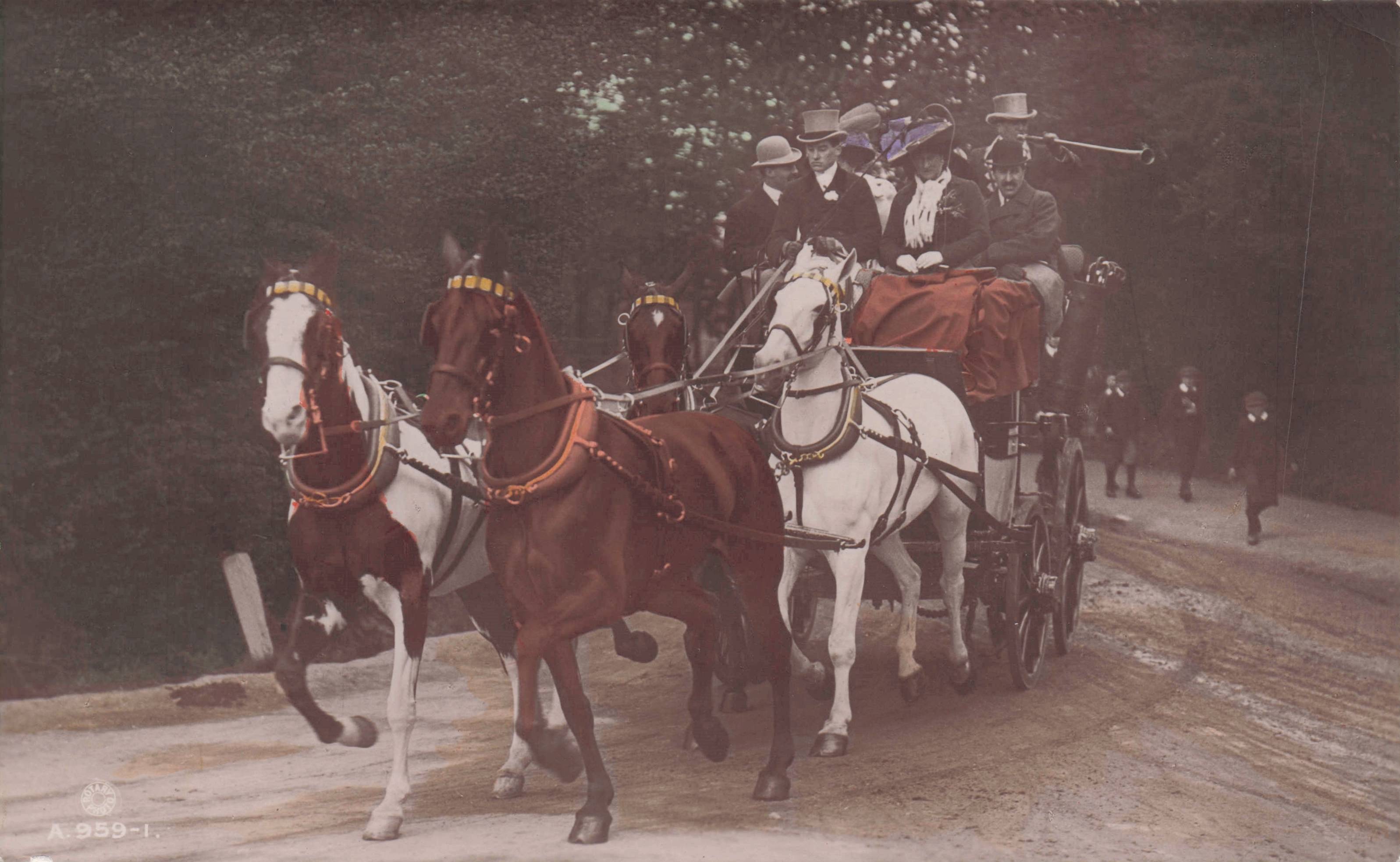 Rotary Horse Transport Bugle Antique WW1 Hand Signed Real Photo Postcard