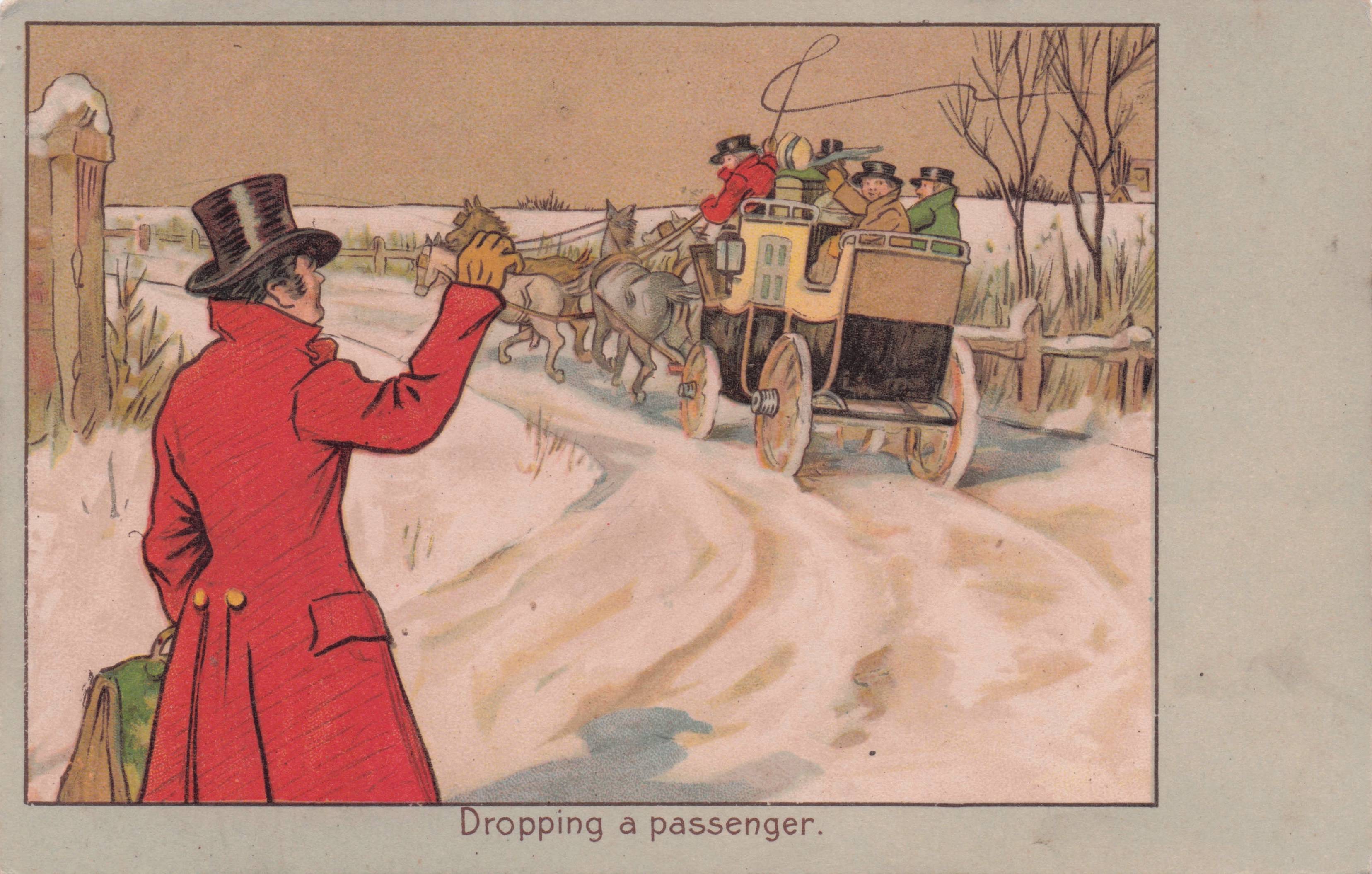 Dropping A Passenger Stewart & Woolf Transportation Old Art Postcard