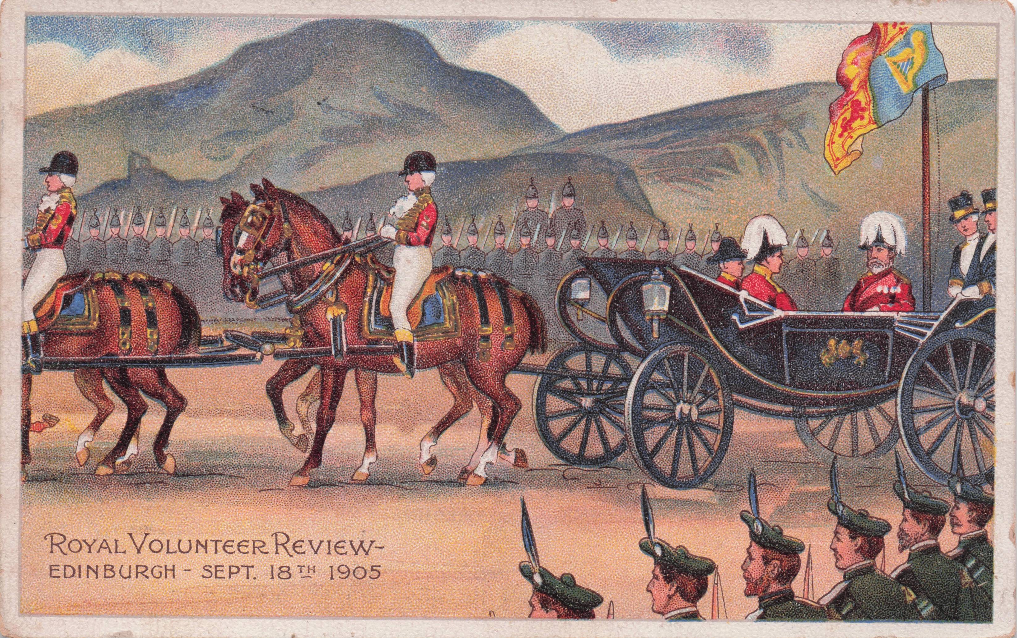 Edinburgh Royal Volunteer Review 1905 Antique Military Parade Postcard