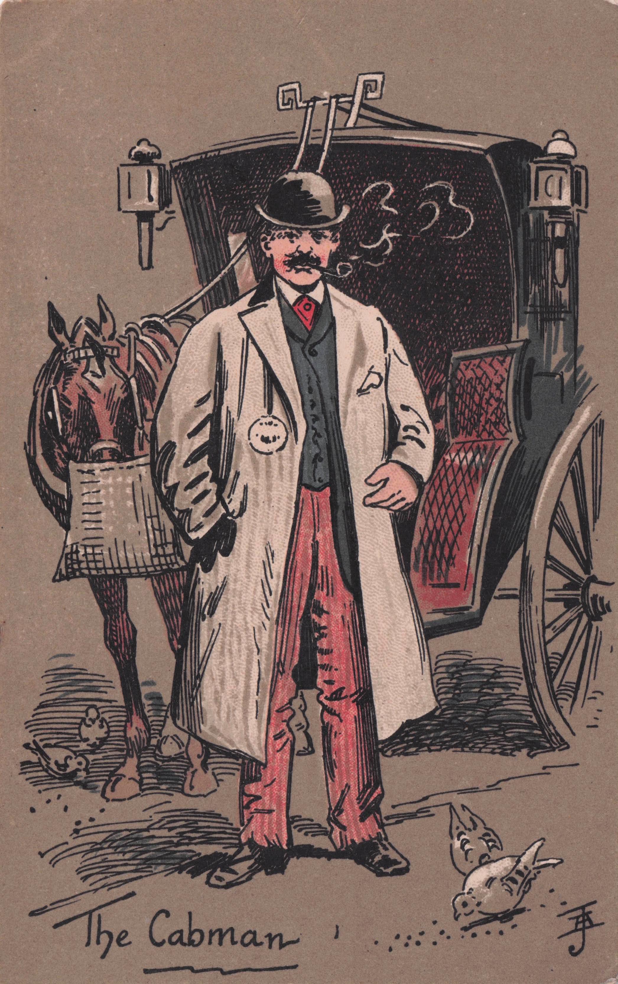 The Cabman EFA Series 533 Antique London Horse Taxi Postcard