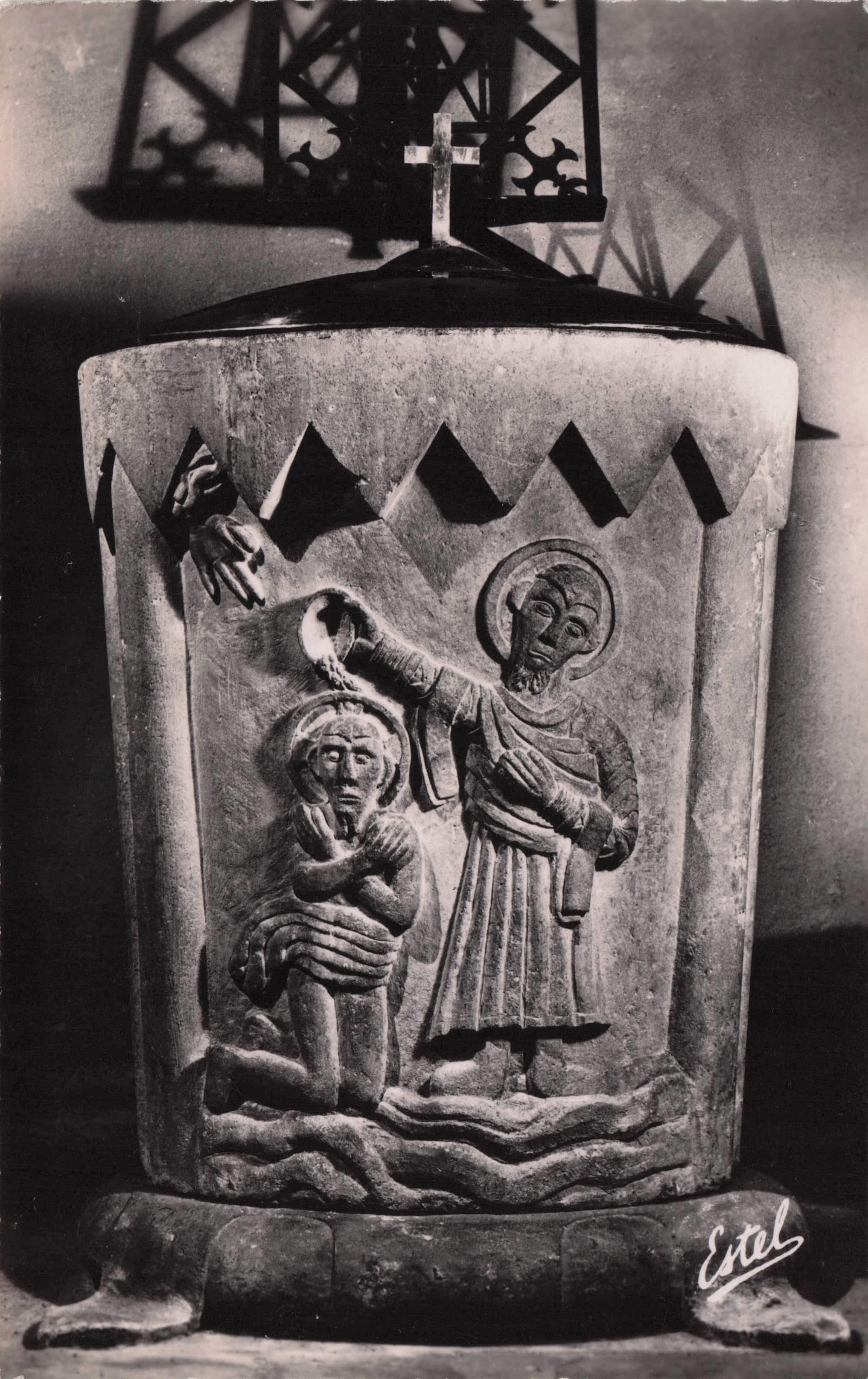 Germigny L'Eglise Old Font 11th Century Baptism French Real Photo Postcard