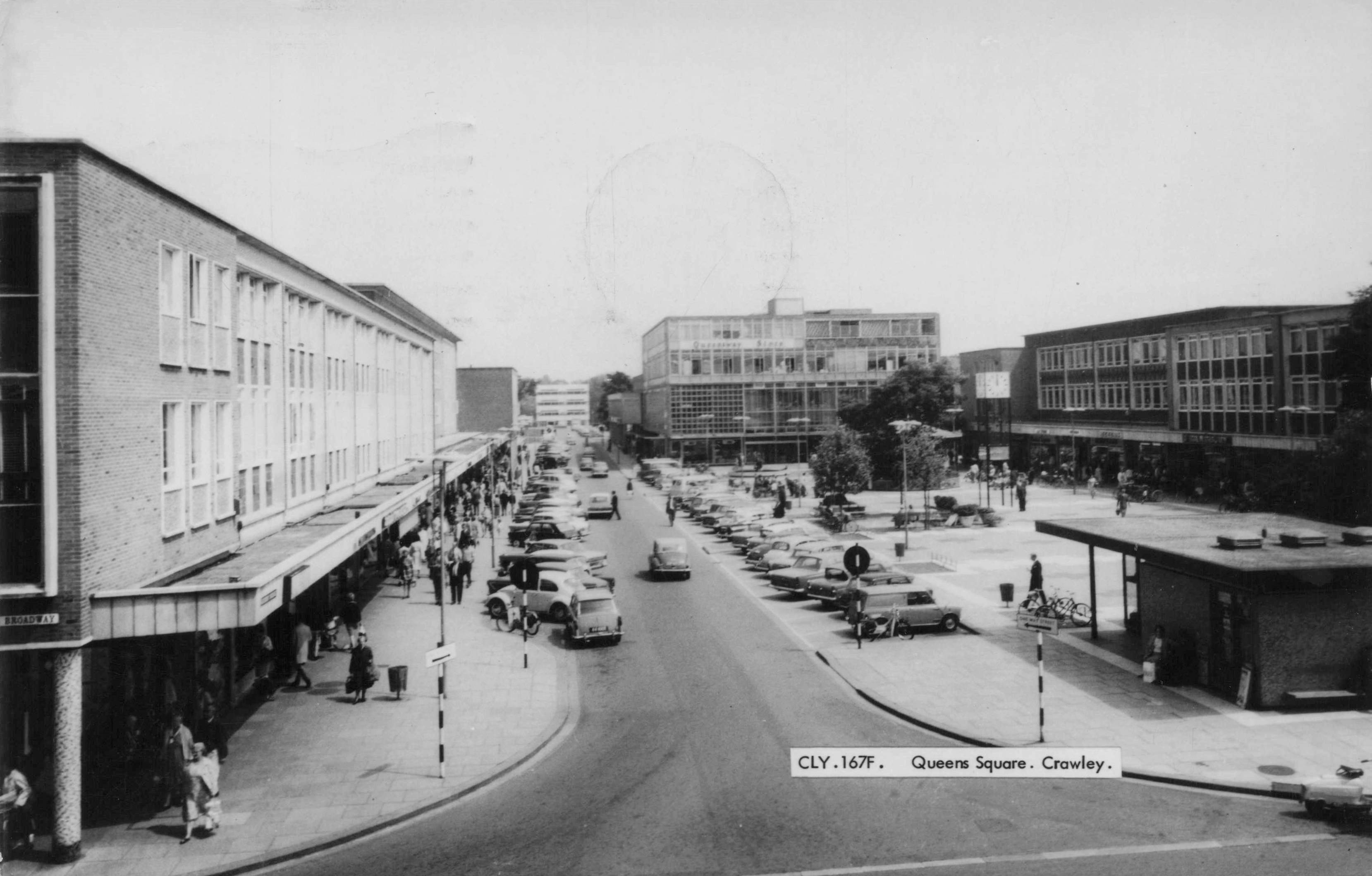 Mini Classic Car Queens Square Crawley Sussex Real Photo Old Postcard