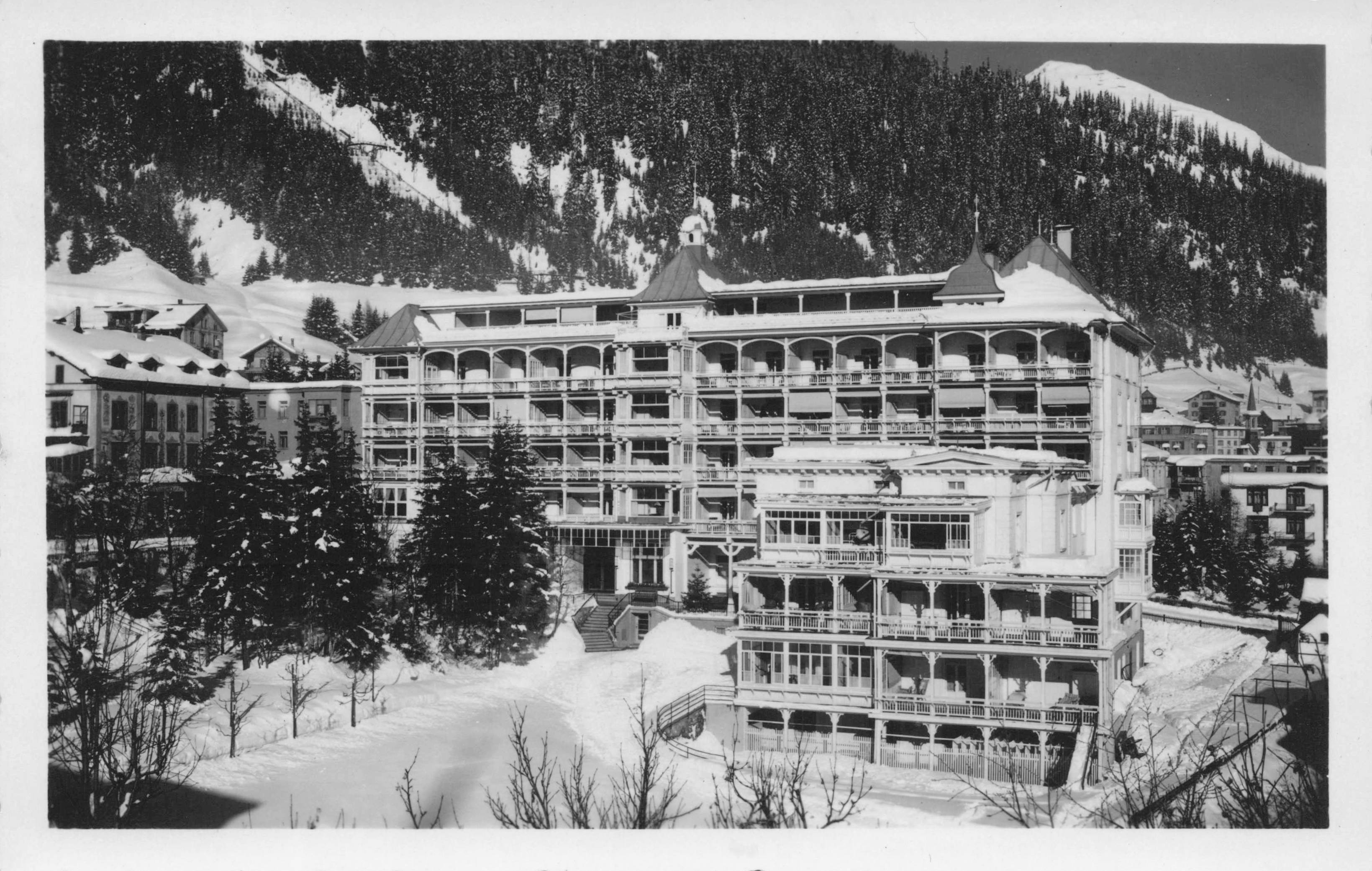 Davos Platz GR Hotel Schweizerhof Switzerland RPC Old Postcard