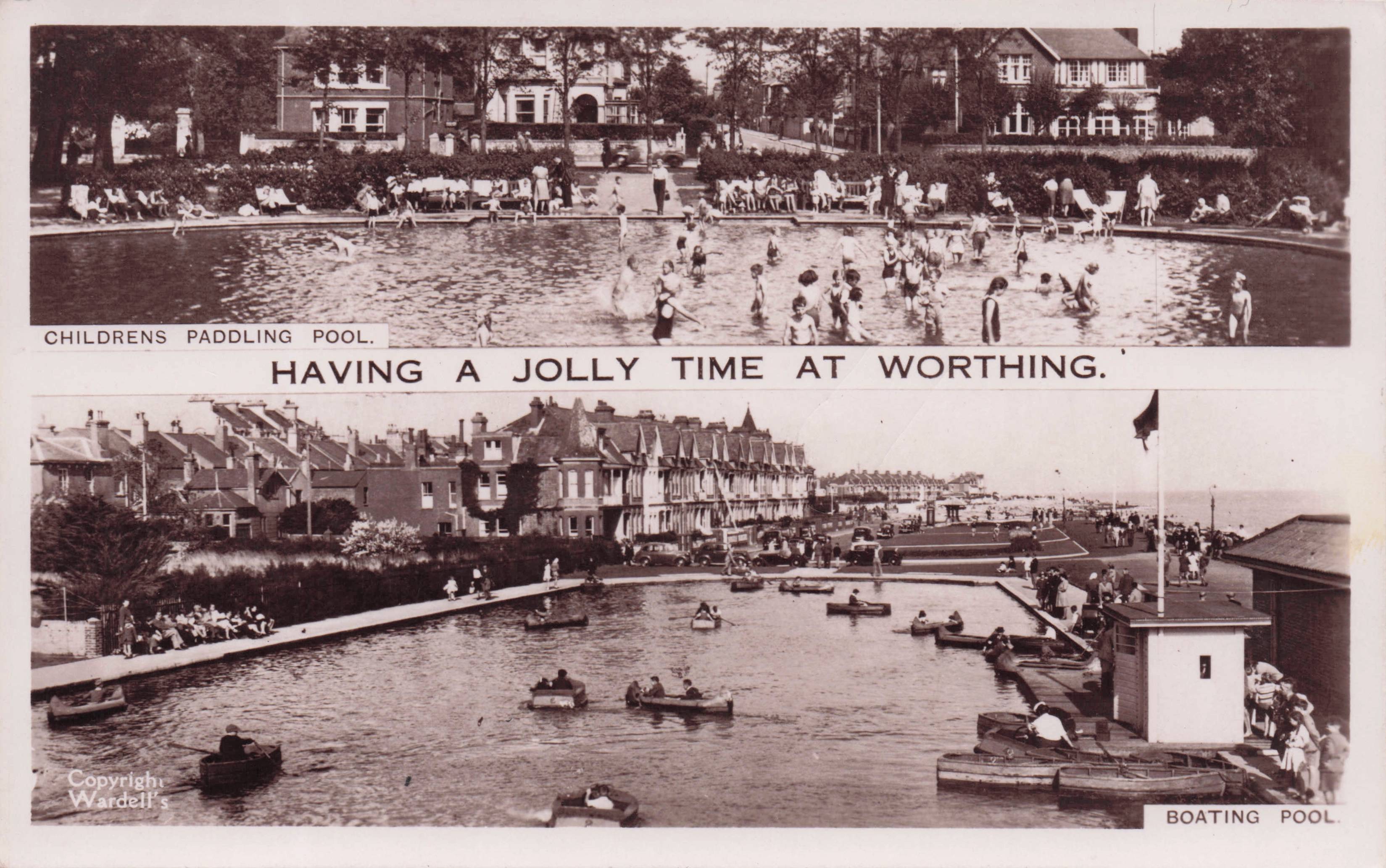 Having A Jolly Time At Worthing Sussex Swimming Pool Old RCP Postcard