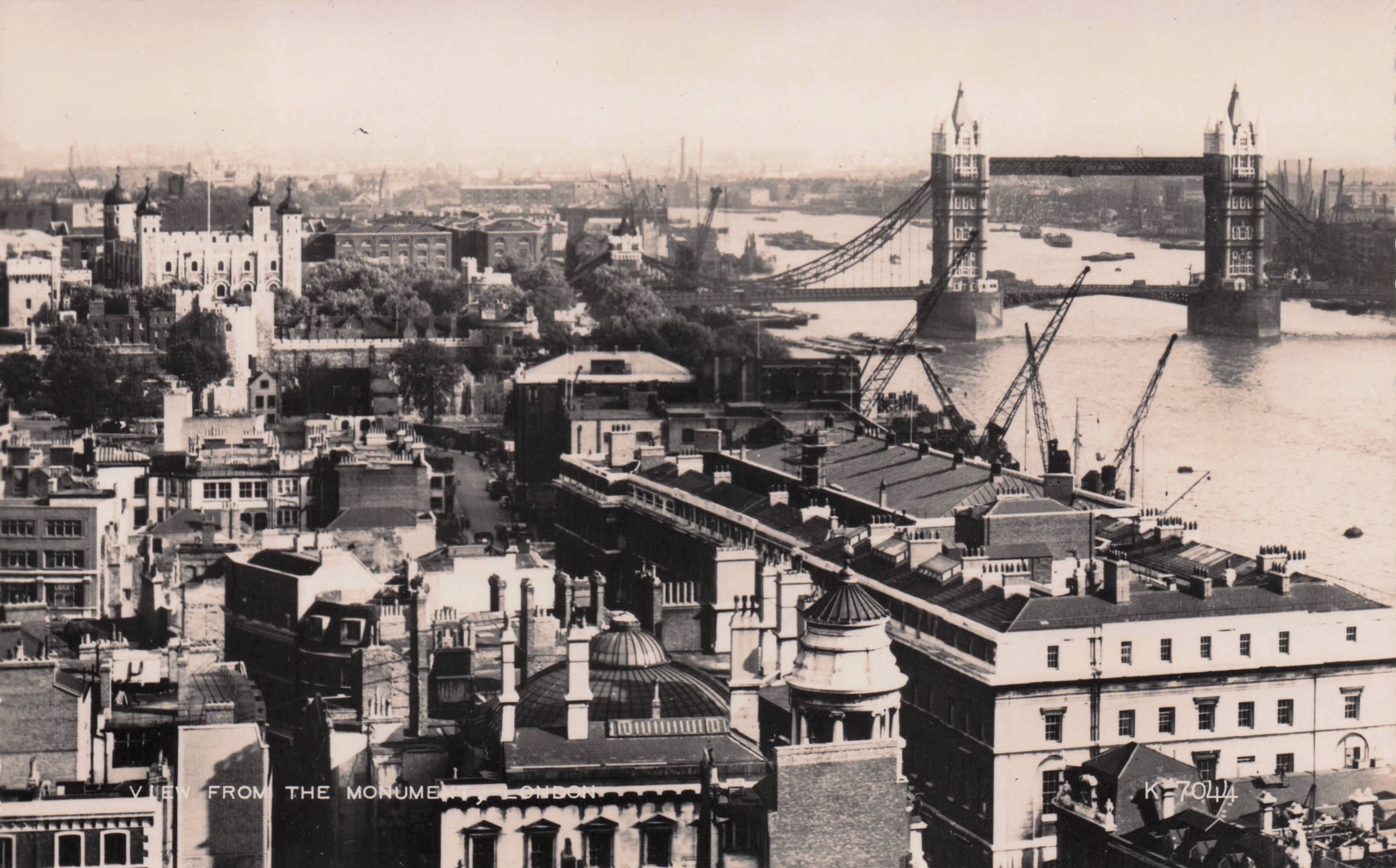 Monument River At Fish Street Hill London Old Real Photo Postcard