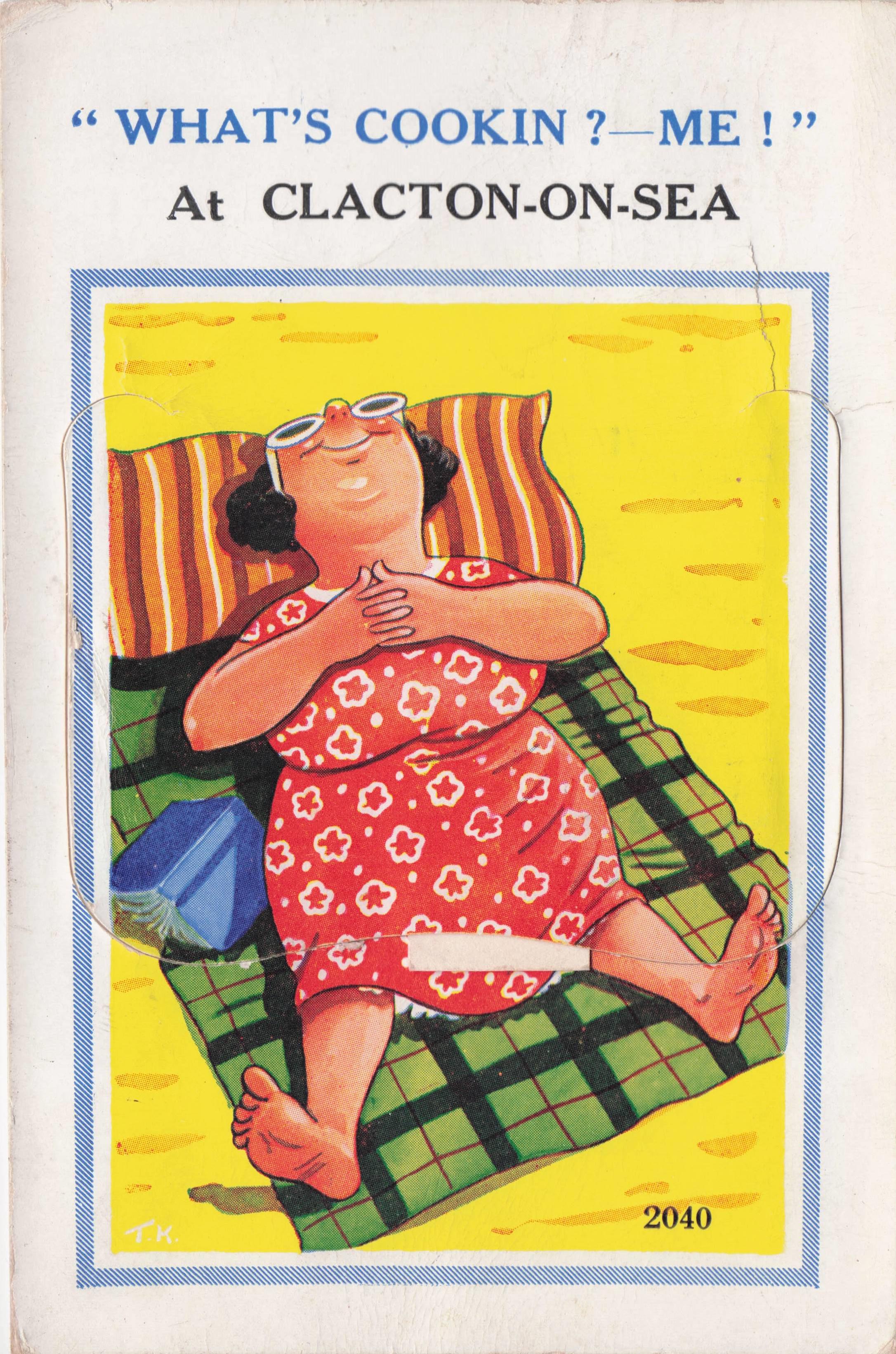 Clacton On Sea Essex Sunbathing Cookery Old RARE Mailing Novelty Postcard