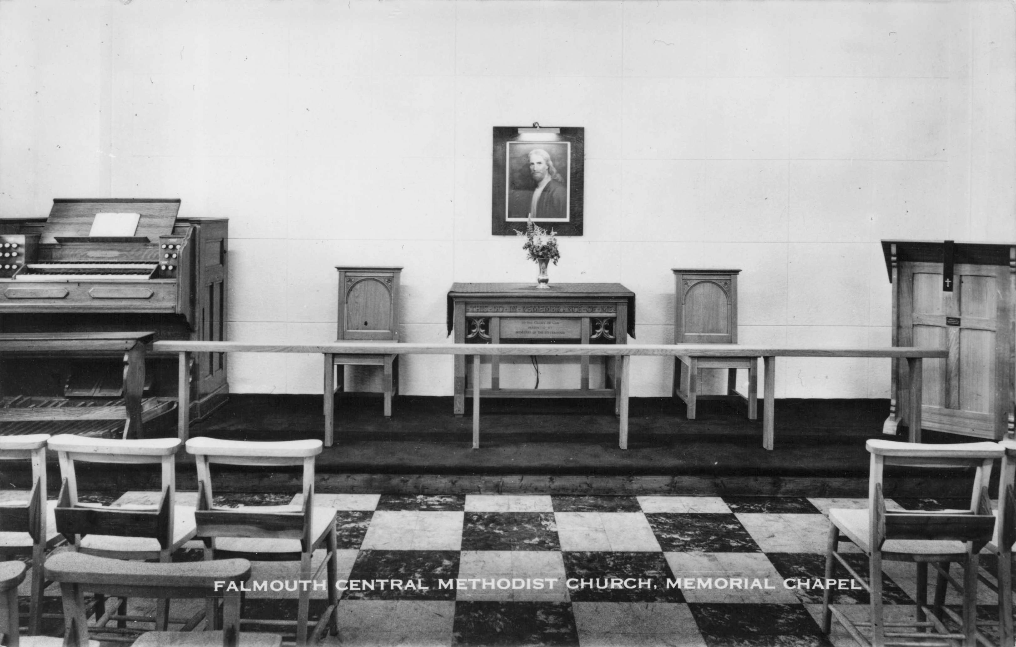 Falmouth Cornwall Methodist Church Chess Board Floor Old RPC Postcard