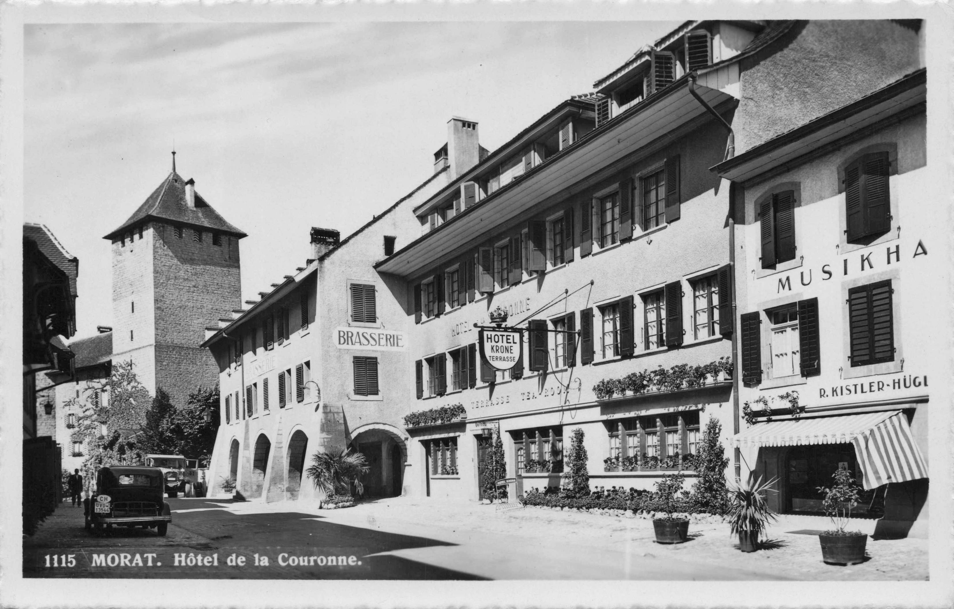 Morat Hotel Couronne Switzerland Brasserie Old Real Photo Postcard