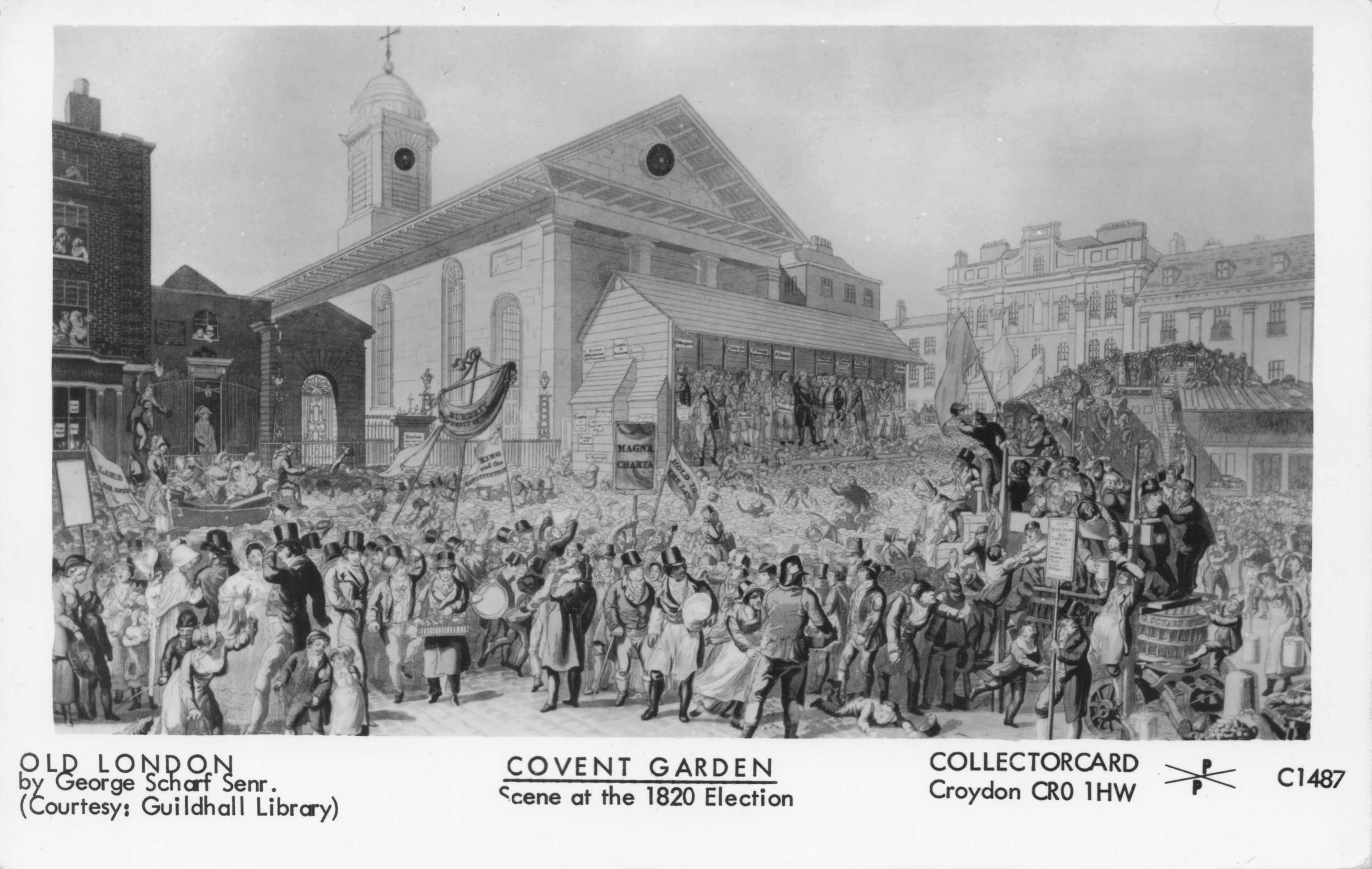 Covent Garden London Victorian Election Vintage Photo Postcard