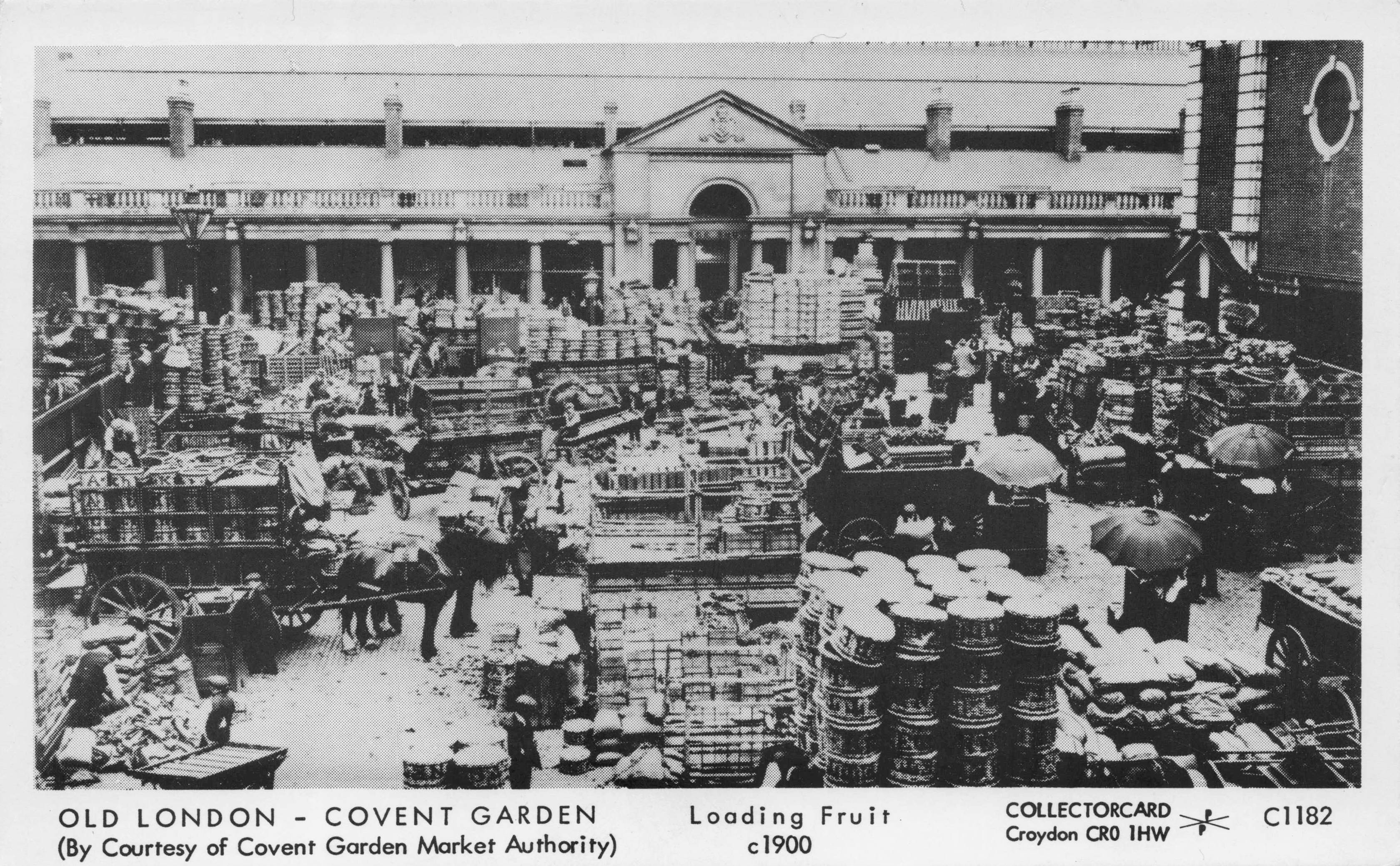 Loading Fruit at Covent Garden Market London in 1900 Photo Postcard