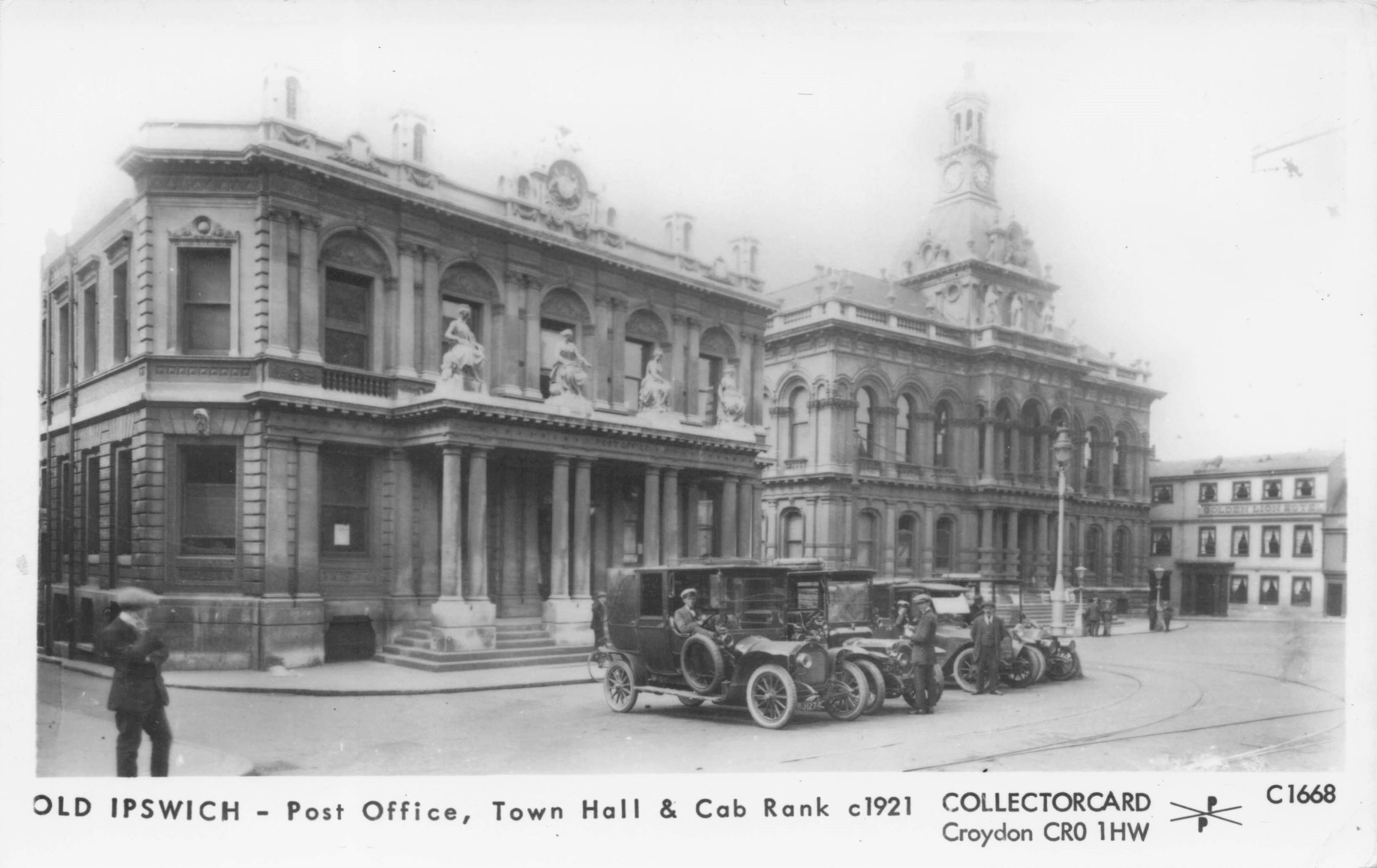 Ipswich Old Post Office & Black Cab Taxi Rank Suffolk Photo Postcard