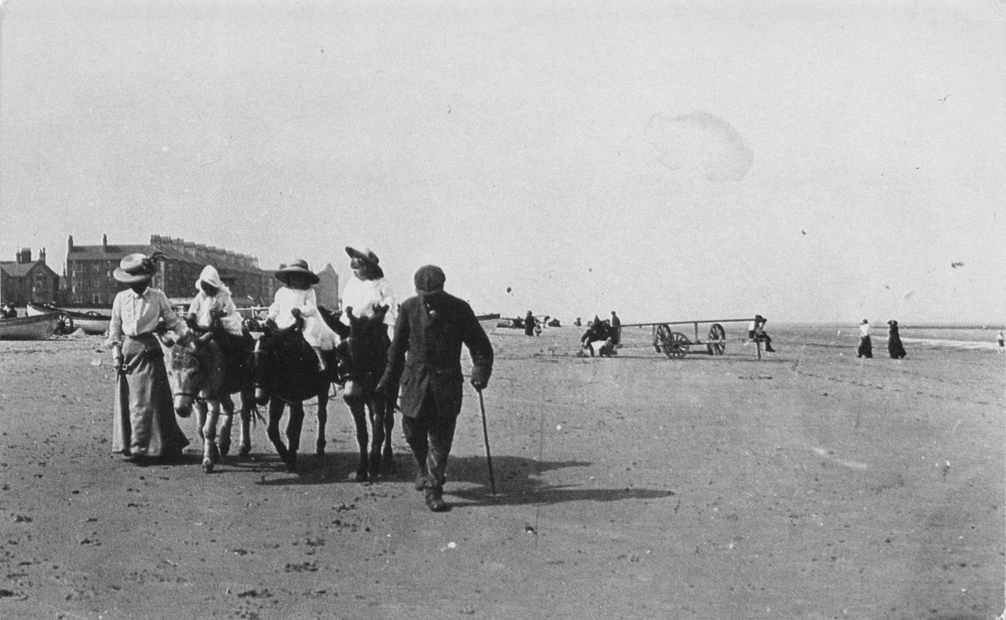 Redcar in 1910 Beach Pony Rides Yorkshire Photo Postcard