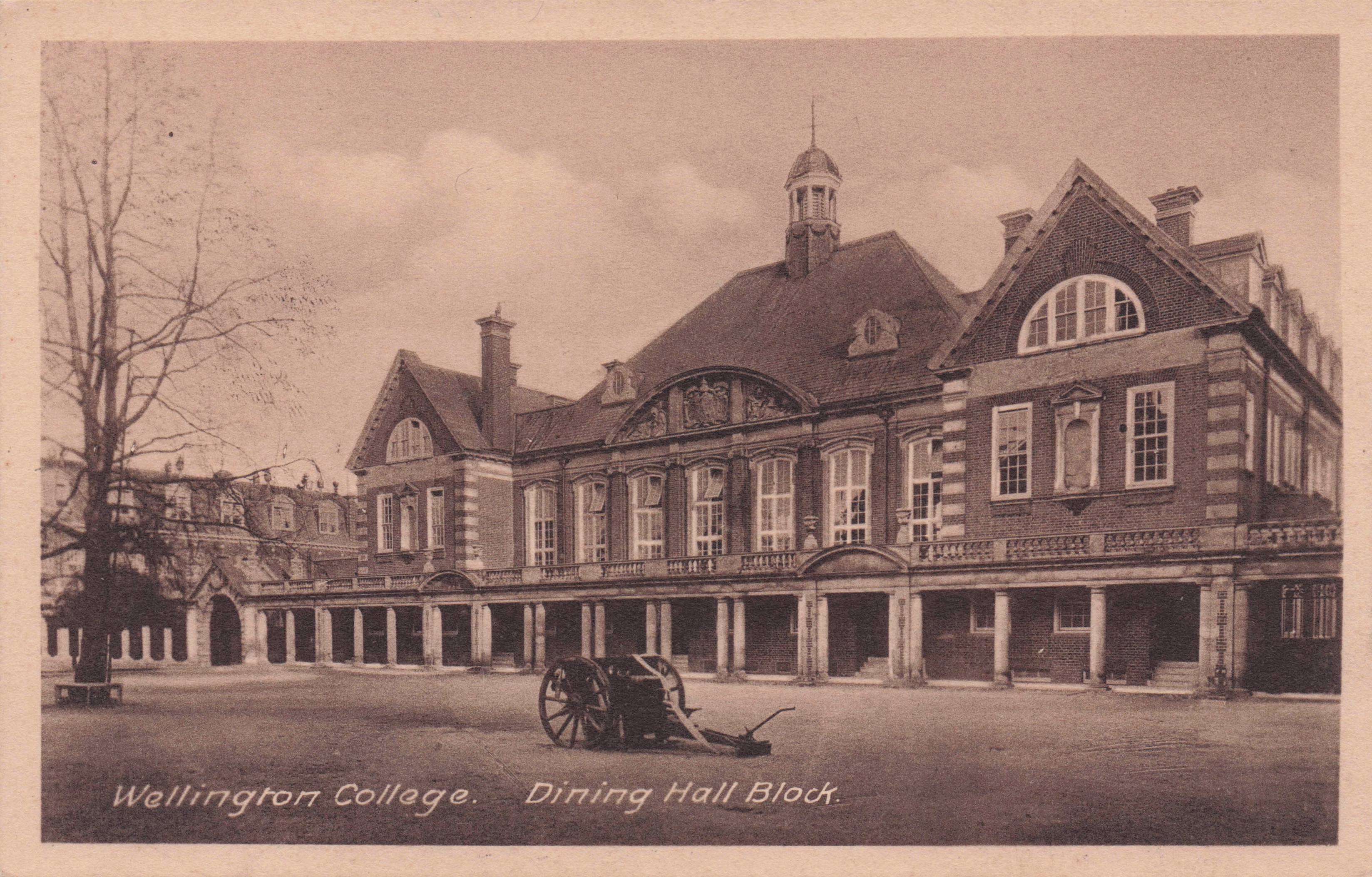 Wellington College Dining Hall Block Military Cannon Berkshire Old Postcard