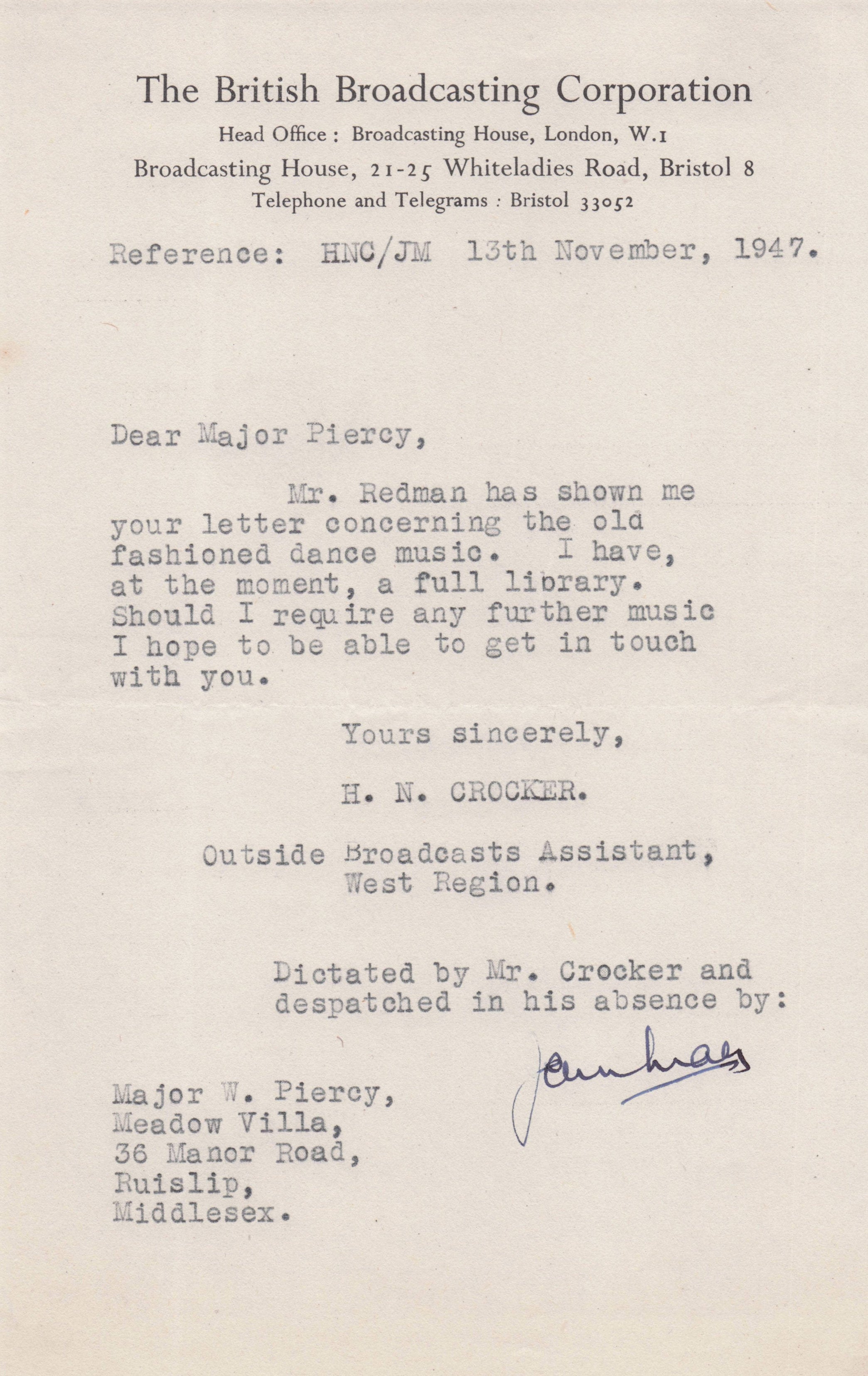Edward Vowles BBC Radio James Watt Steam Train Railways Hand Signed Letter