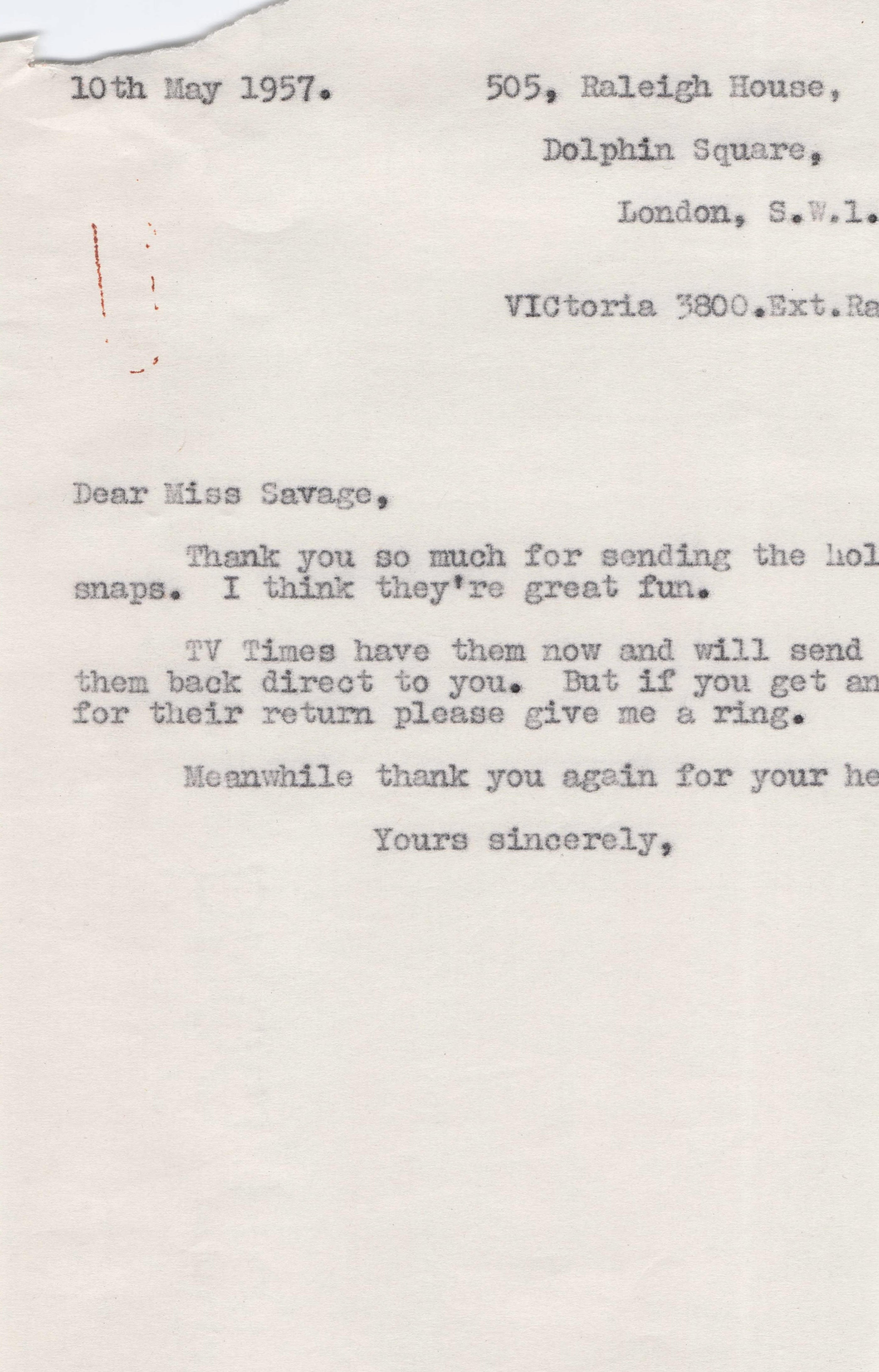 Joan Savage Fully Hand Written Signed Letter TV Times Dads Army Tommy Cooper