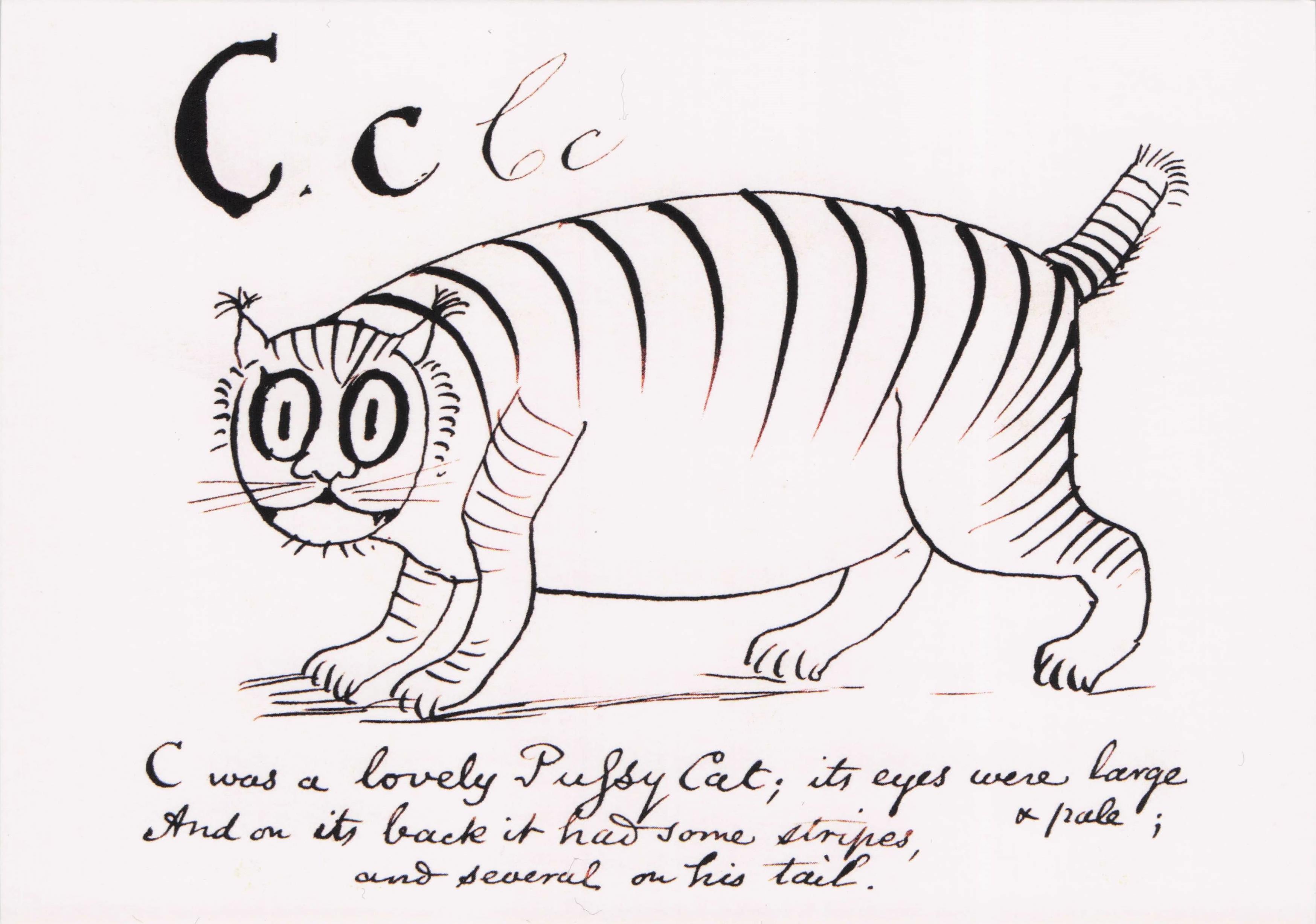 Edward Lear Letter C From Nonsense Alphabet Victorian Cat Painting Postcard