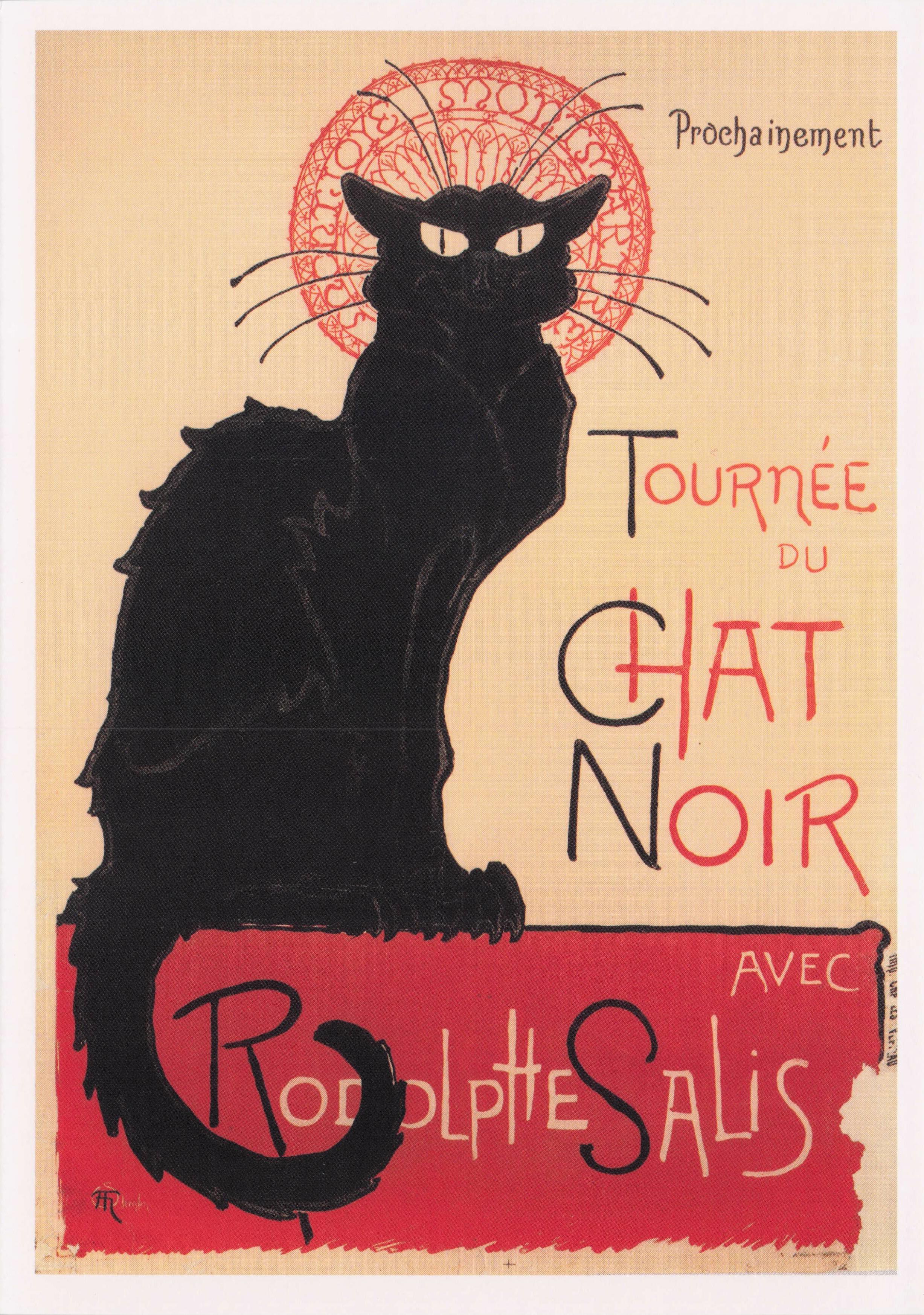 Rudolphe Salis Tournee Du Chat Noir Cat French Old Poster Lithograph Postcard