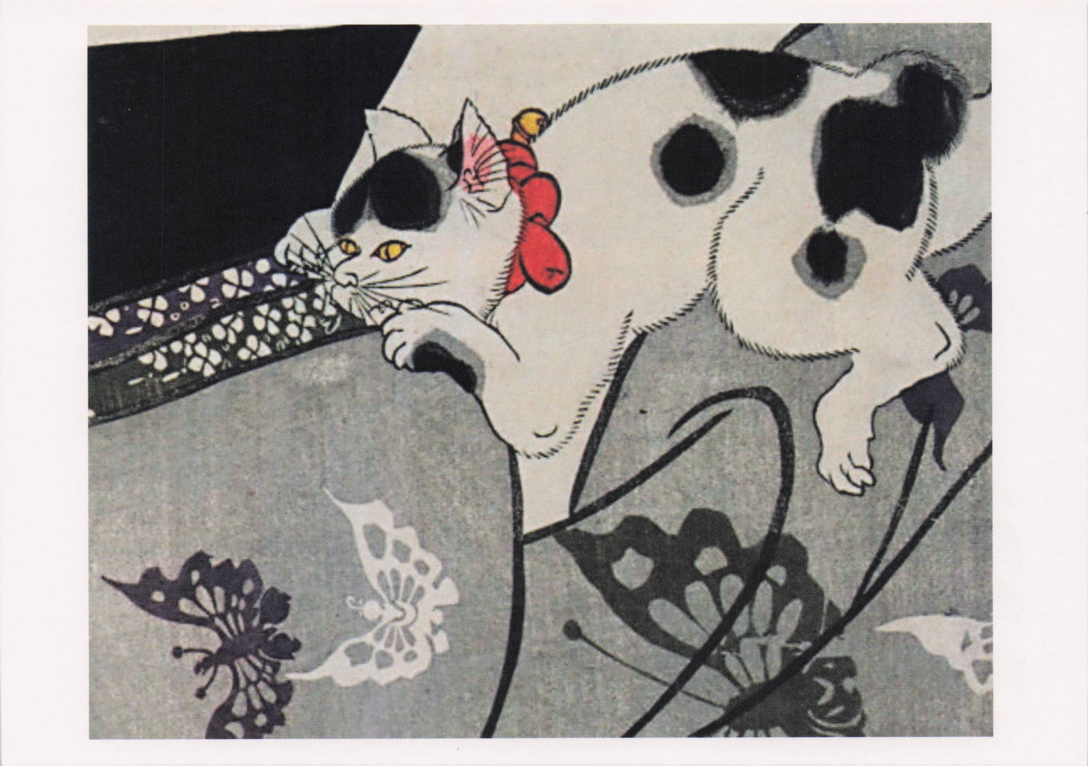 Utagawa Kunisada A Young Woman Holding A Doll Cat Japanese Painting Postcard