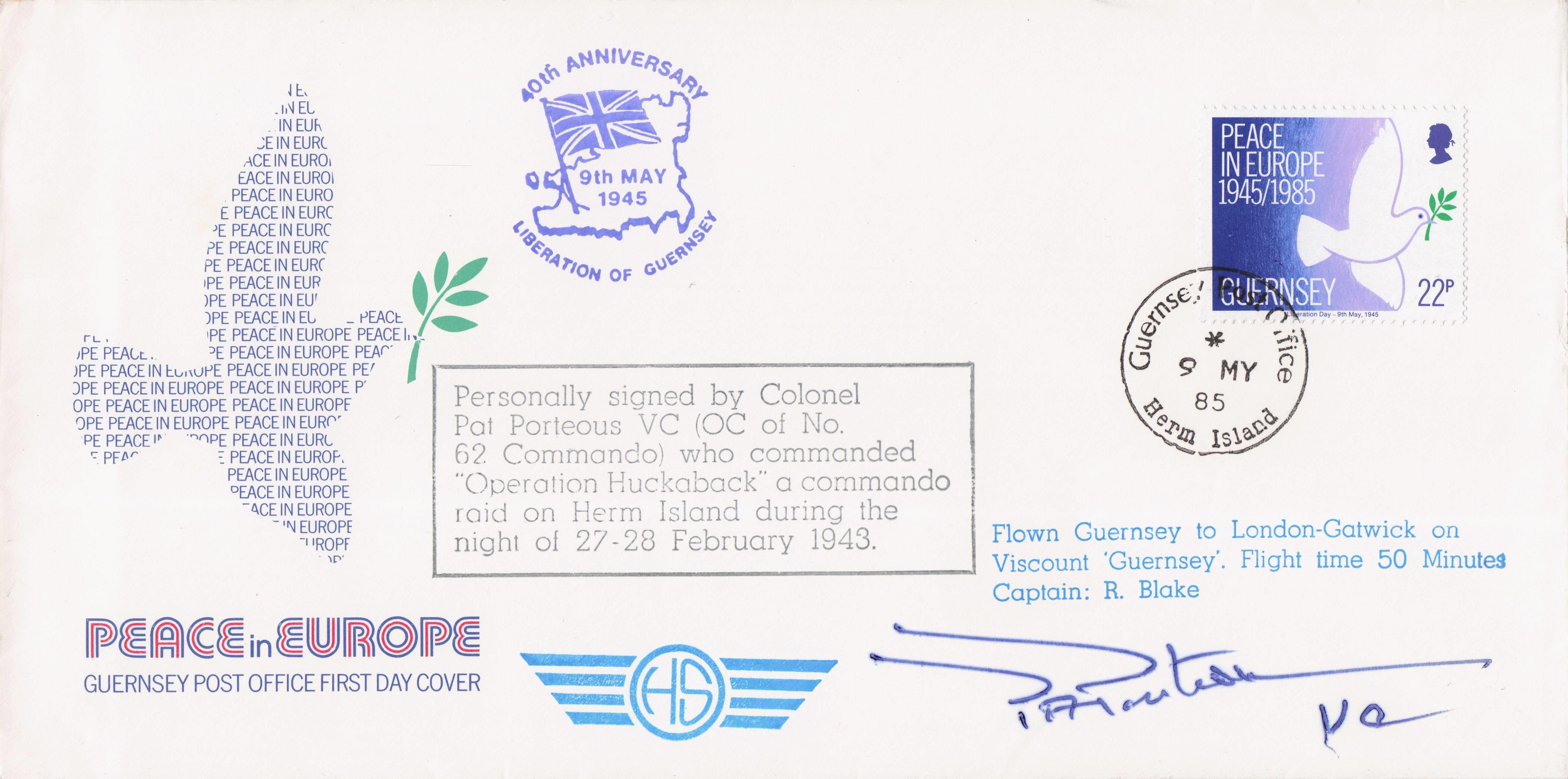 Pat Porteous WW2 Victoria Cross Dieppe Raid Military LTD TO 50 Hand Signed FDC