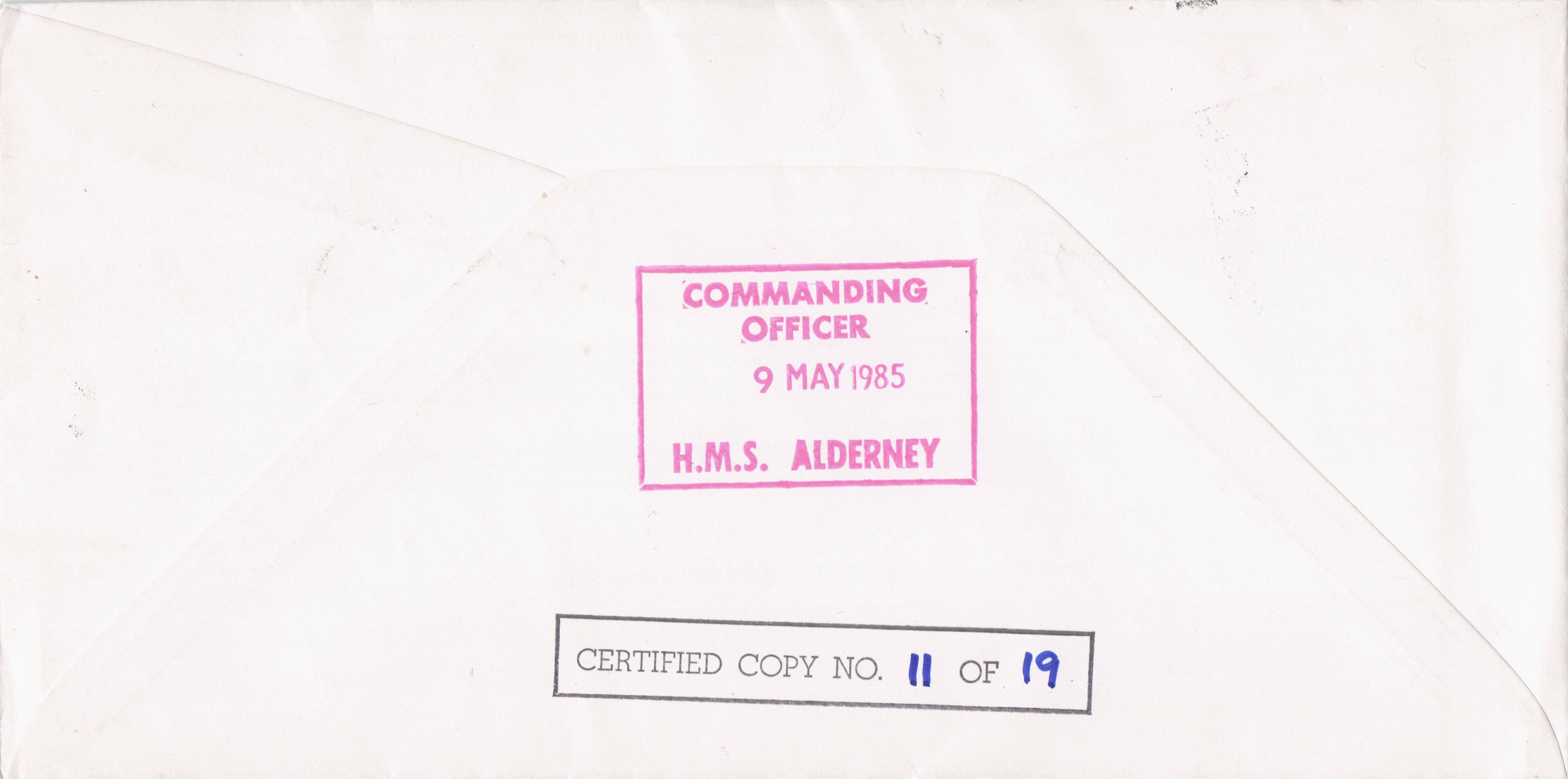 Commander M.S.Tennant Military HMS Alderney Ship LTD TO 19 Hand Signed FDC