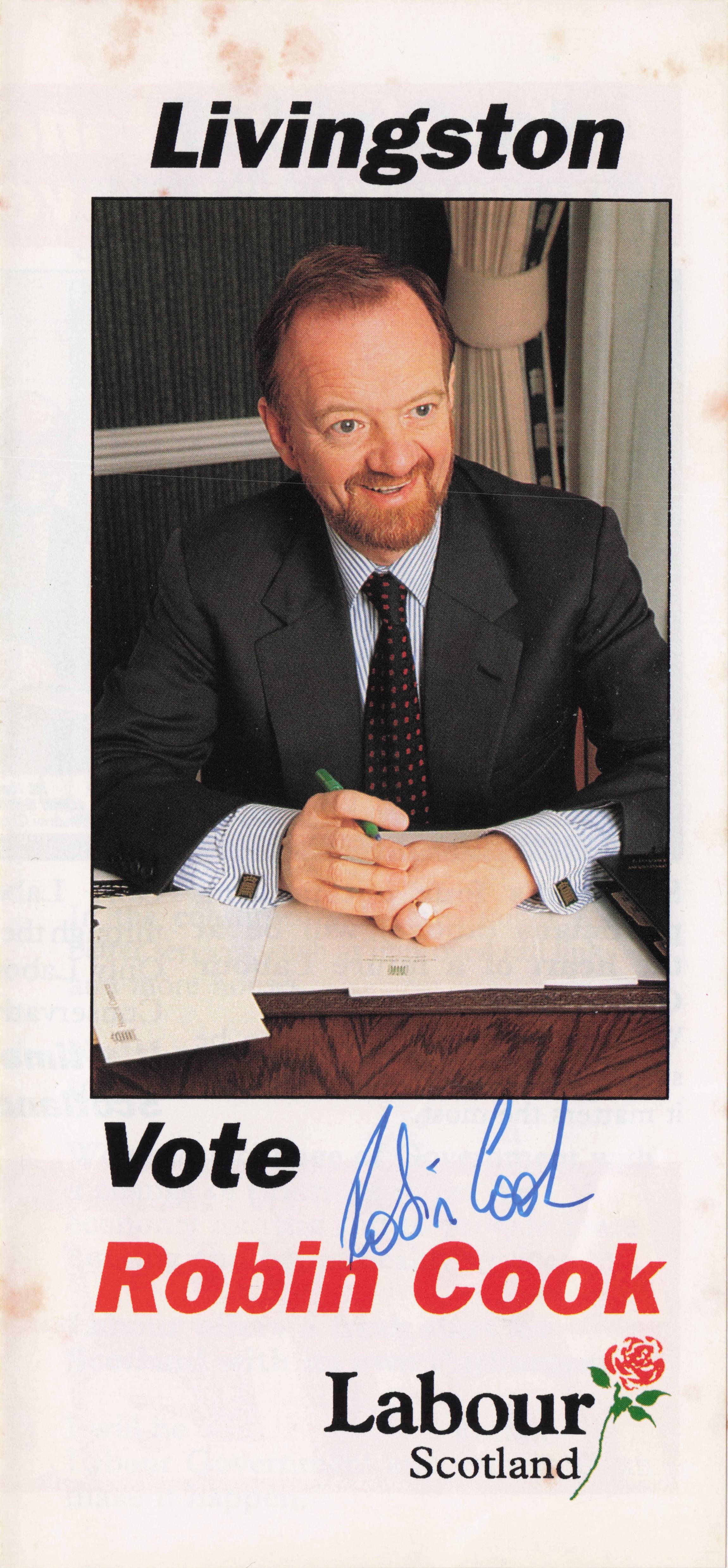 Robin Cook Labour Scotland 1980s Election Campaign Rare Hand Signed Flyer