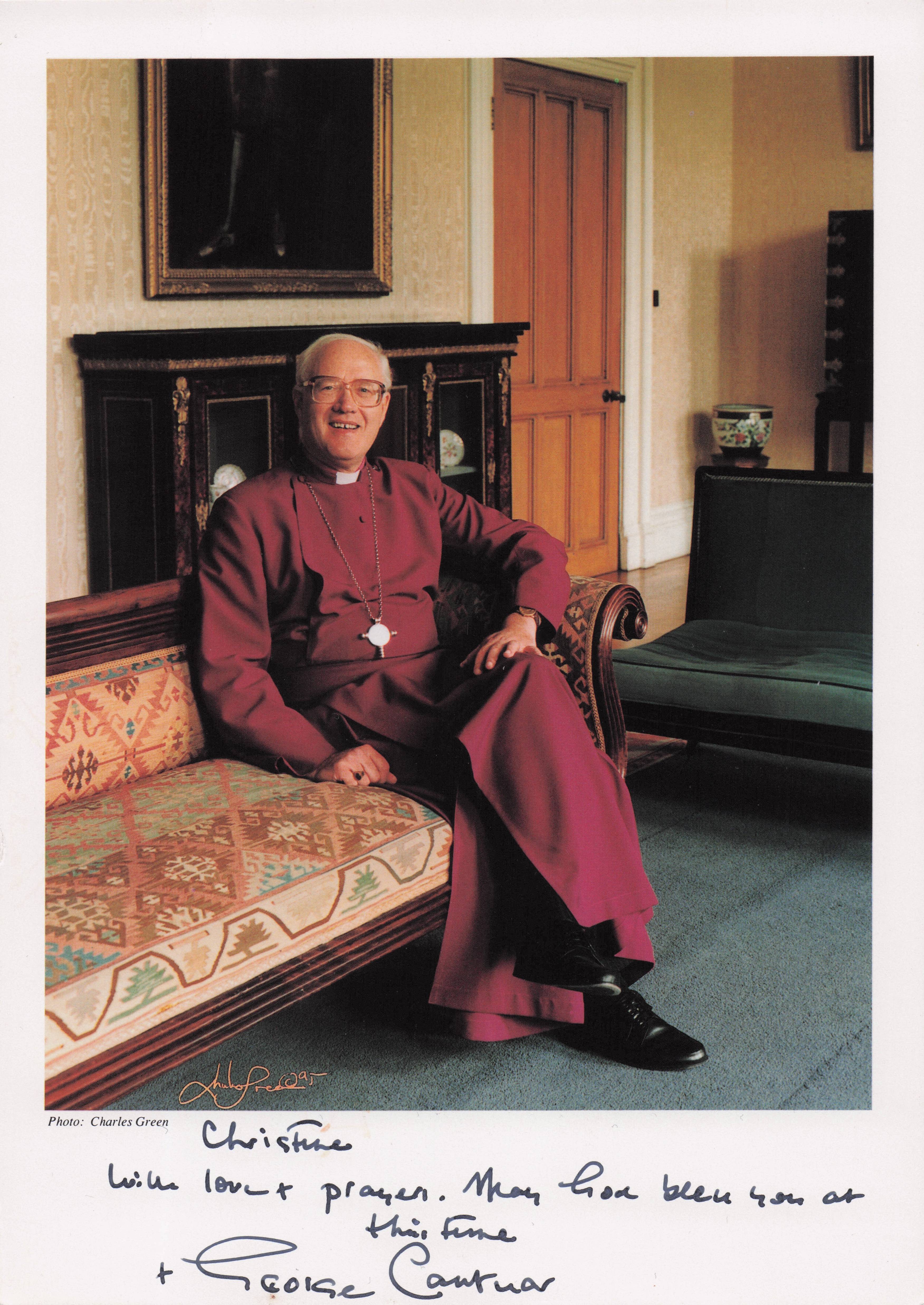 George Carey Archbishop Of Canterbury Politician Large Hand Signed Photo