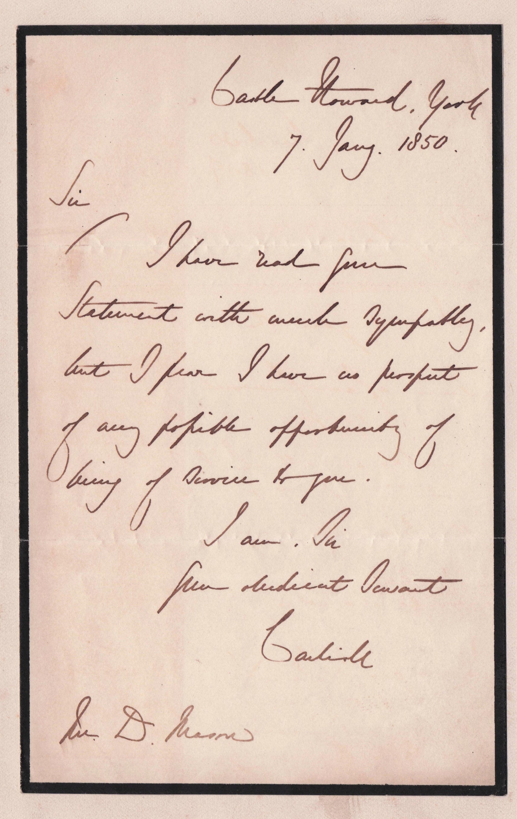 George William Howard Earl Of Carlisle Castle Howard York Victorian Signed Letter