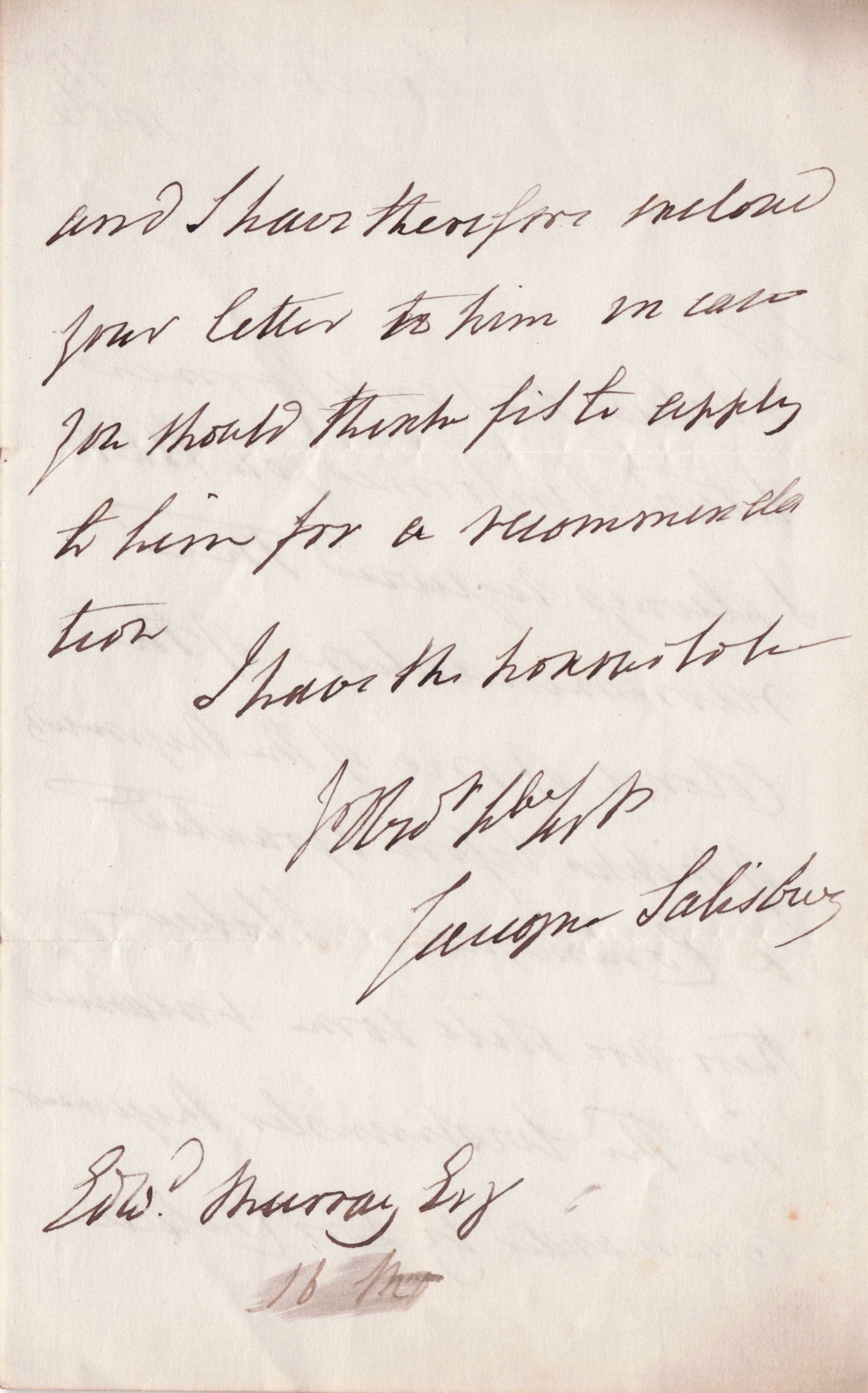 James Cecil Marquess Salisbury Lord Chelsea Victorian Military Hand Signed Letter