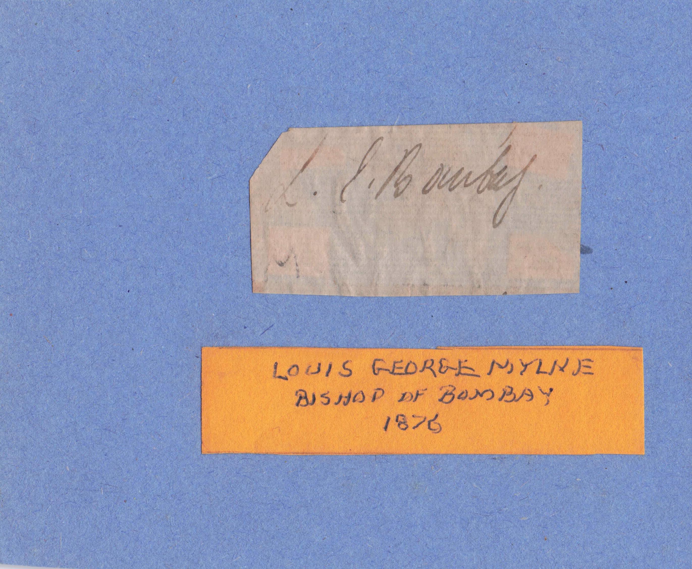 Bishop Louis George Mylne 1876 Bombay Bishop India Old Hand Signed Autograph