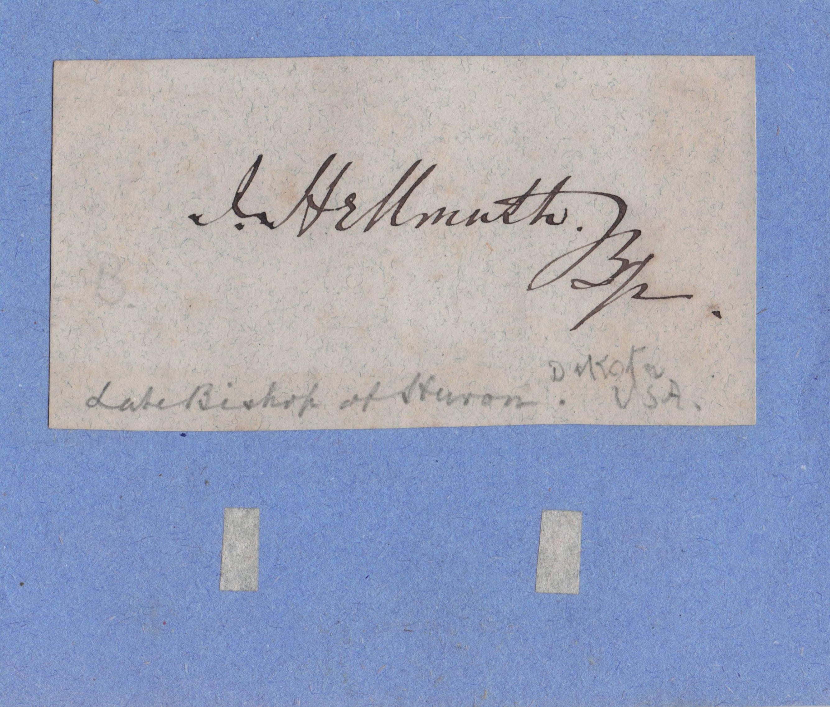 Isaac Hellmuth 1800s Bishop Of Huron Dakota USA Canada Antique Autograph Card