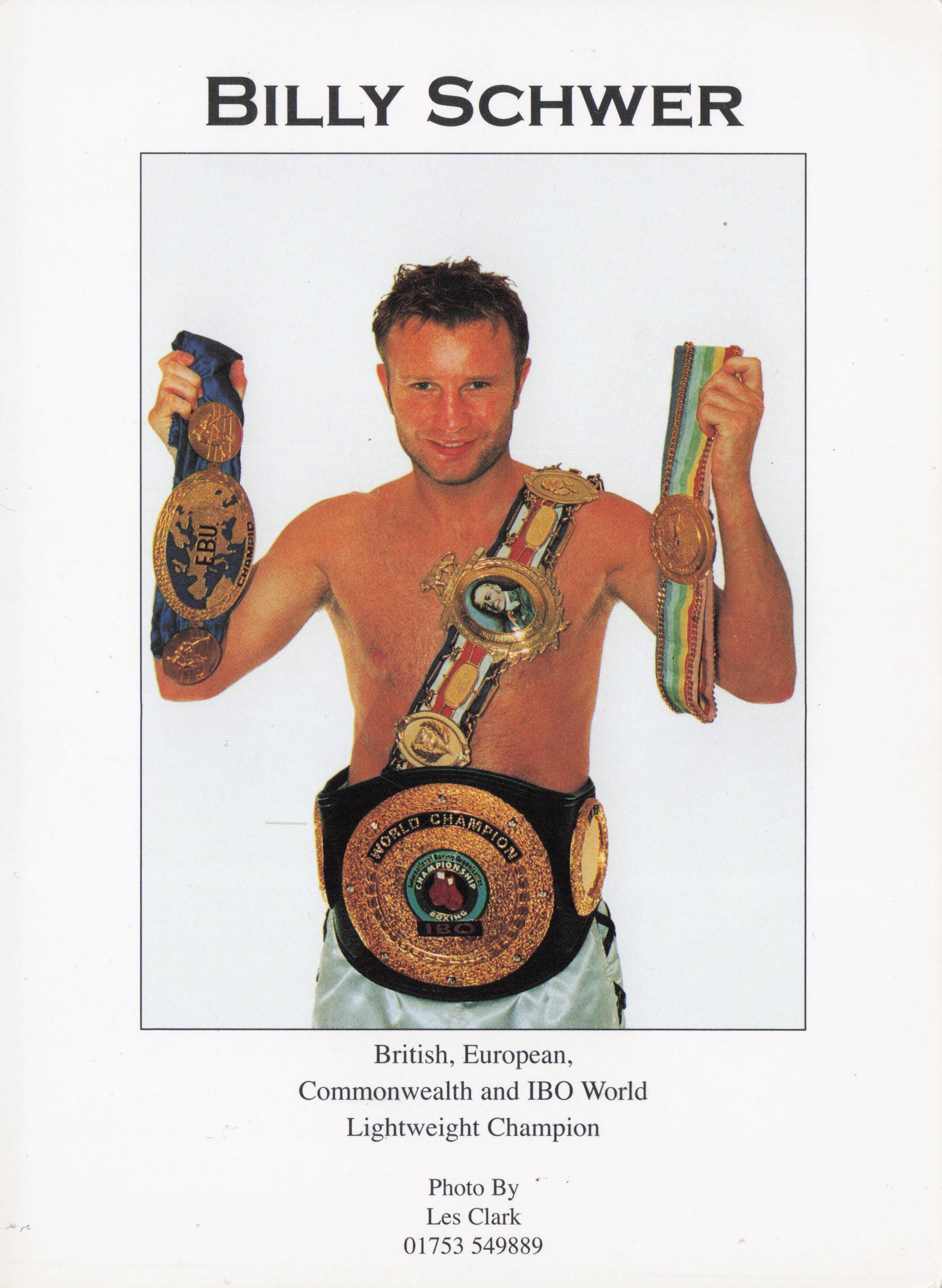 Billy Schwer Champion Boxer Hand Signed Official Publicity Photo Card