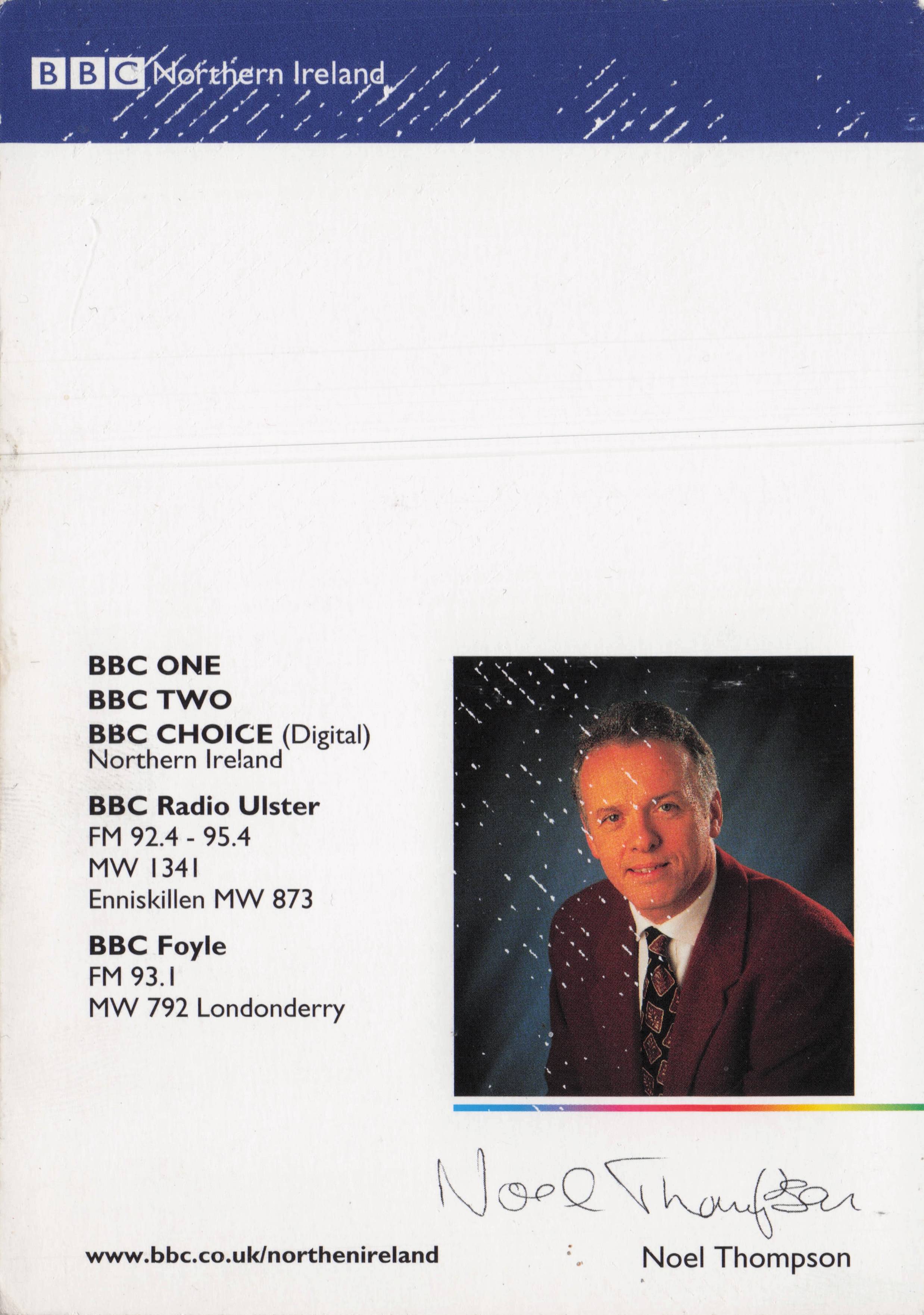 Noel Thompson BBC Irish Ireland News Ulster Journalist Hand Signed Photo