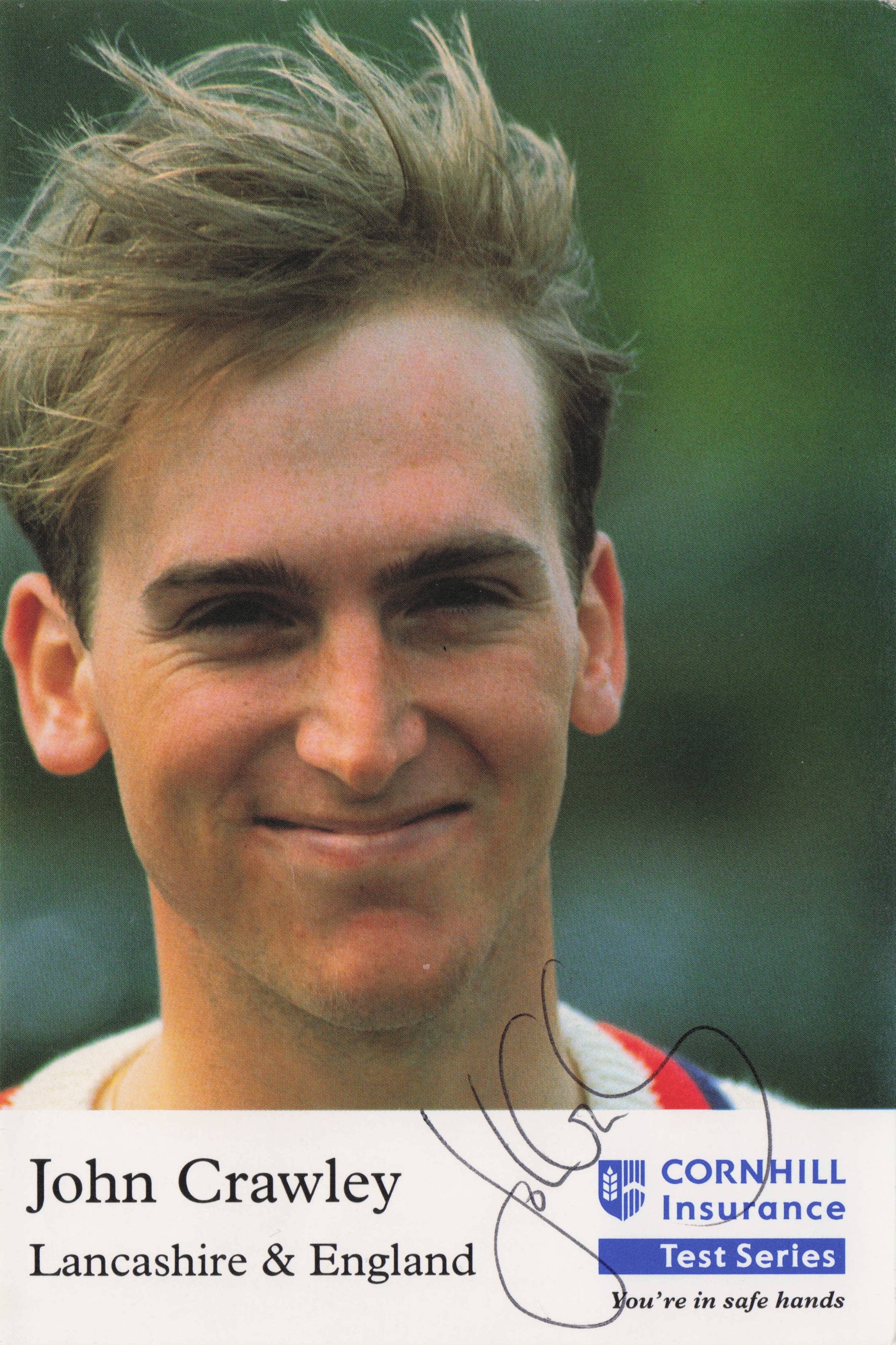 John Crawley England Cricket International Cornhill Insurance Hand Signed Photo