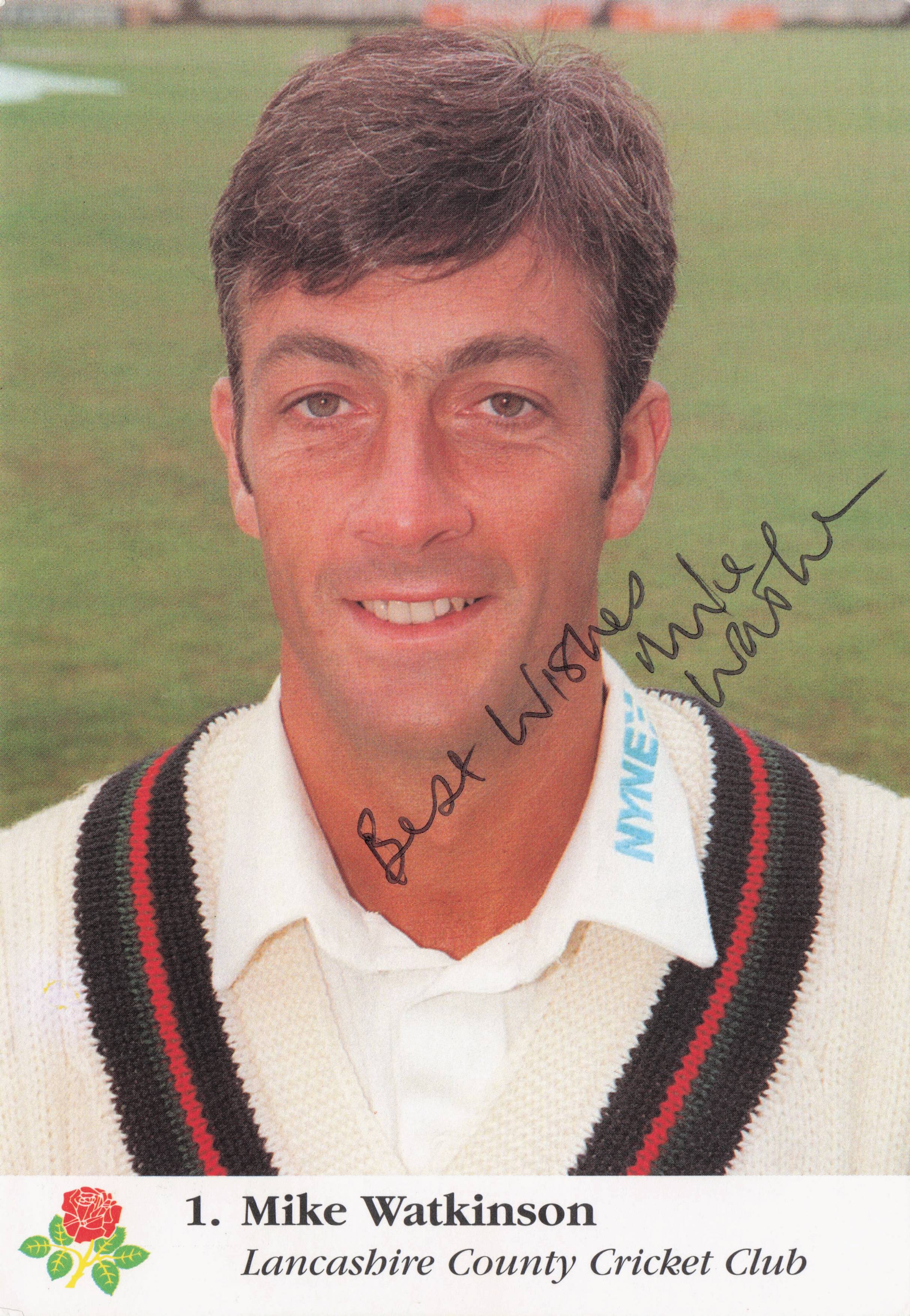 Mike Watkinson England Cricket Lancashire Hand Signed Photo Postcard