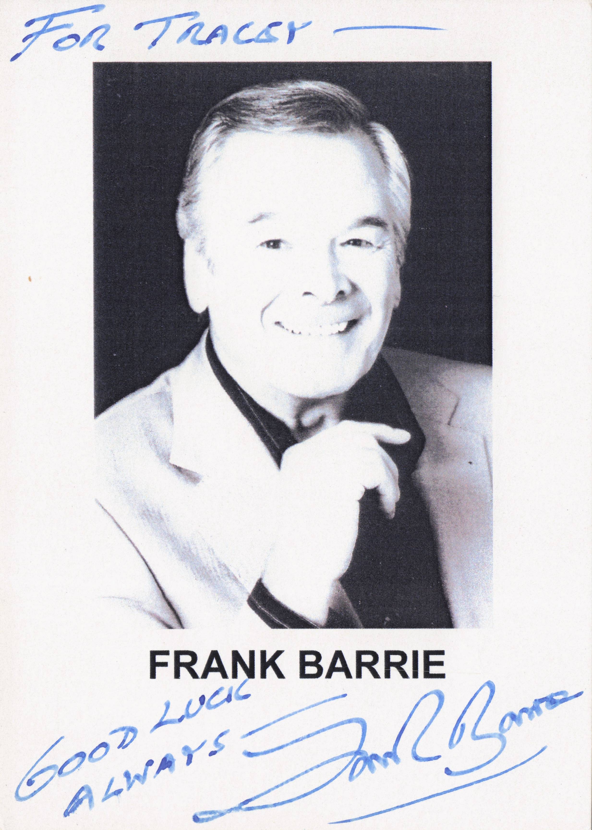Frank Barrie Eastenders Hand Signed Photo & AMAZING Reverse Letter